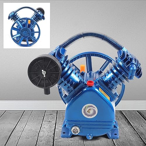 Miniatura 3 de Cabezal de bomba de compresor de aire, 2 cilindros 3HP 175PSI V estilo aluminio neumático compresor de aire cabeza de bomba de motor cabeza