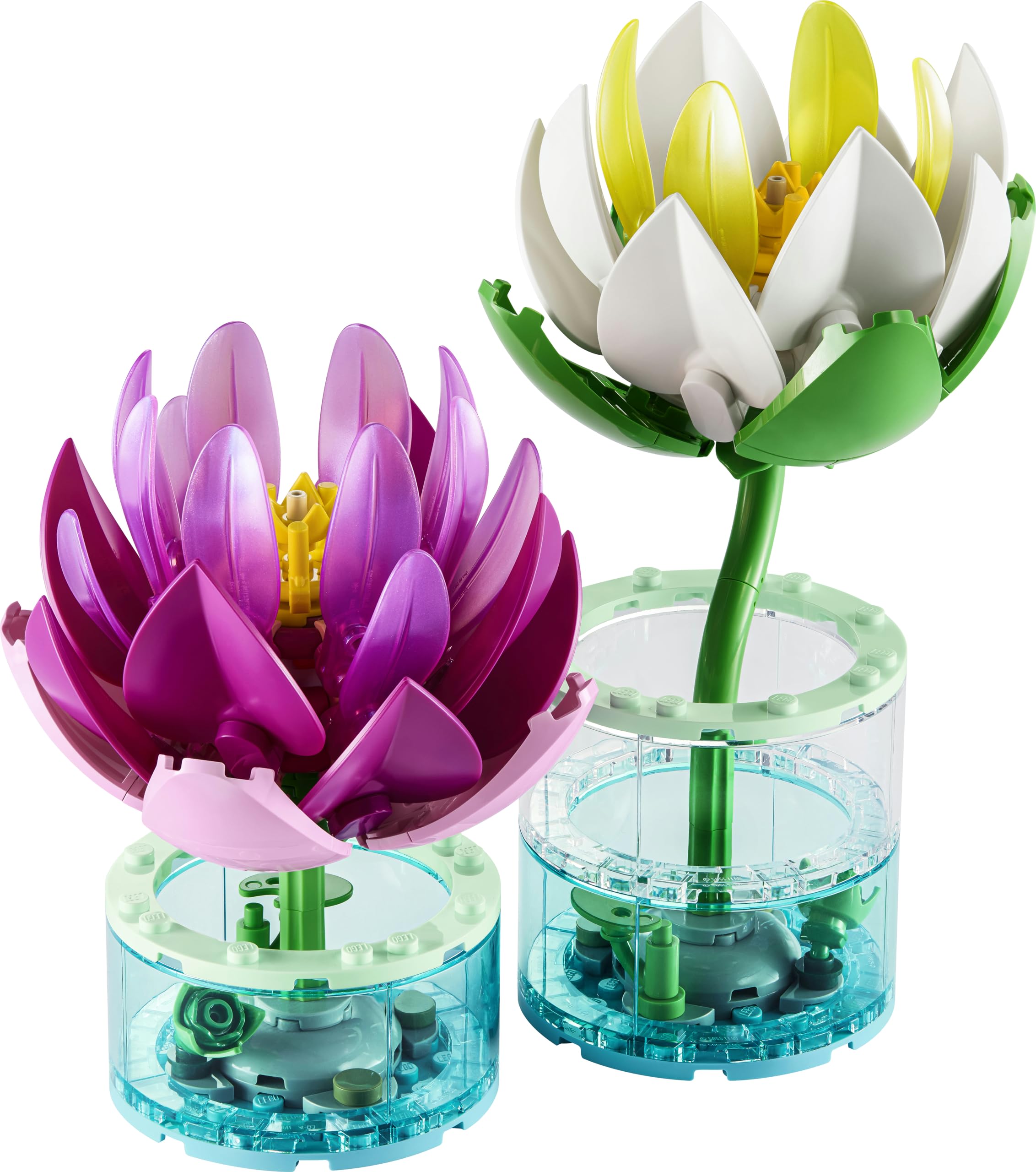 LEGO Botanicals Seerosen - Kunstblumen Set mit 2 künstlichen Topfpflanzen in transparenten Vasen - DIY Kinderzimmer Deko - Geschenk für Mädchen ab 9 Jahren & Erwachsene Blumenliebhaber - 11511