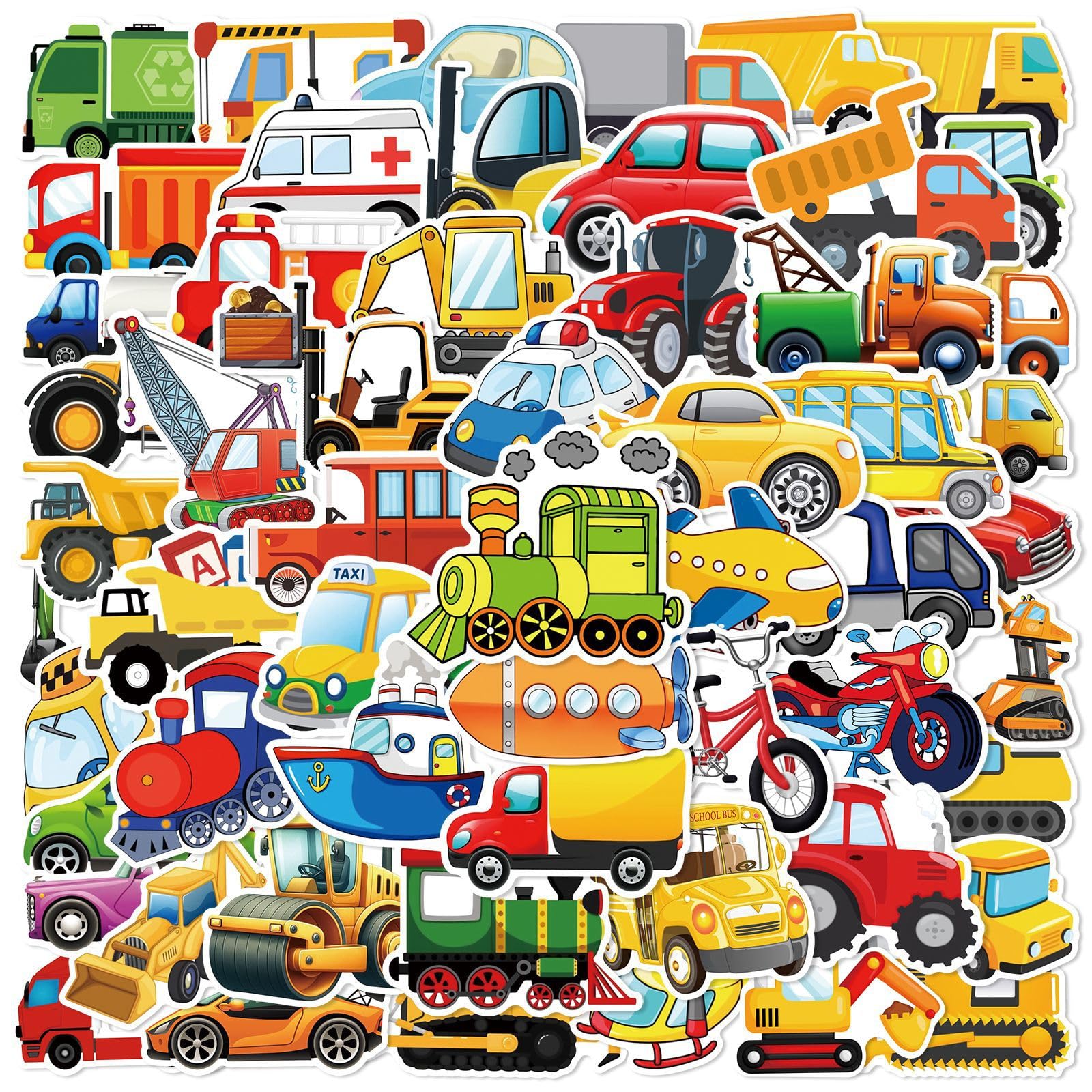 Car Stickers for Kids 60PCS Car and Truckk Stickers Transportation Stickers Engineering Vehicle Stickers for Kids,Birthday Party Christmas Gifts,