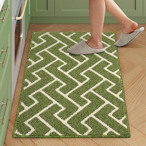 Miniatura 105 de hicorfe Juego de alfombras y tapetes de cocina, alfombra antideslizante de polipropileno súper absorbente, tapete suave y cómodo, lavable para Negro