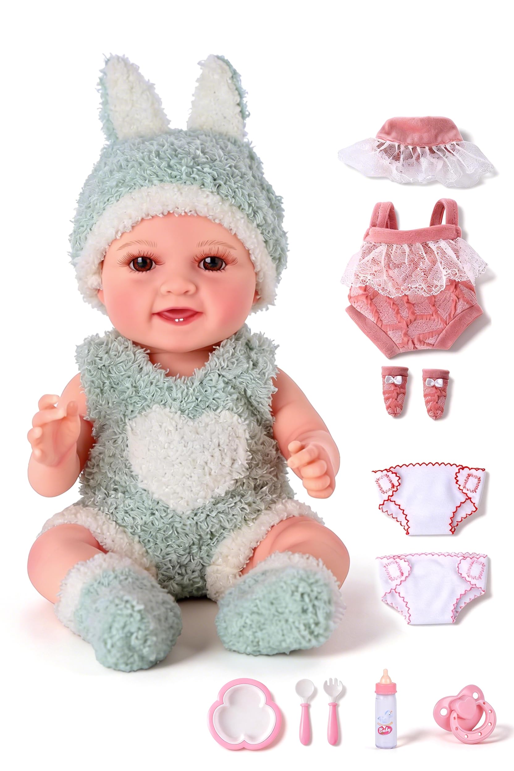 Amazon.com: BABESIDE 9pcs Baby Doll Set - 12 Inch Cute Realistic