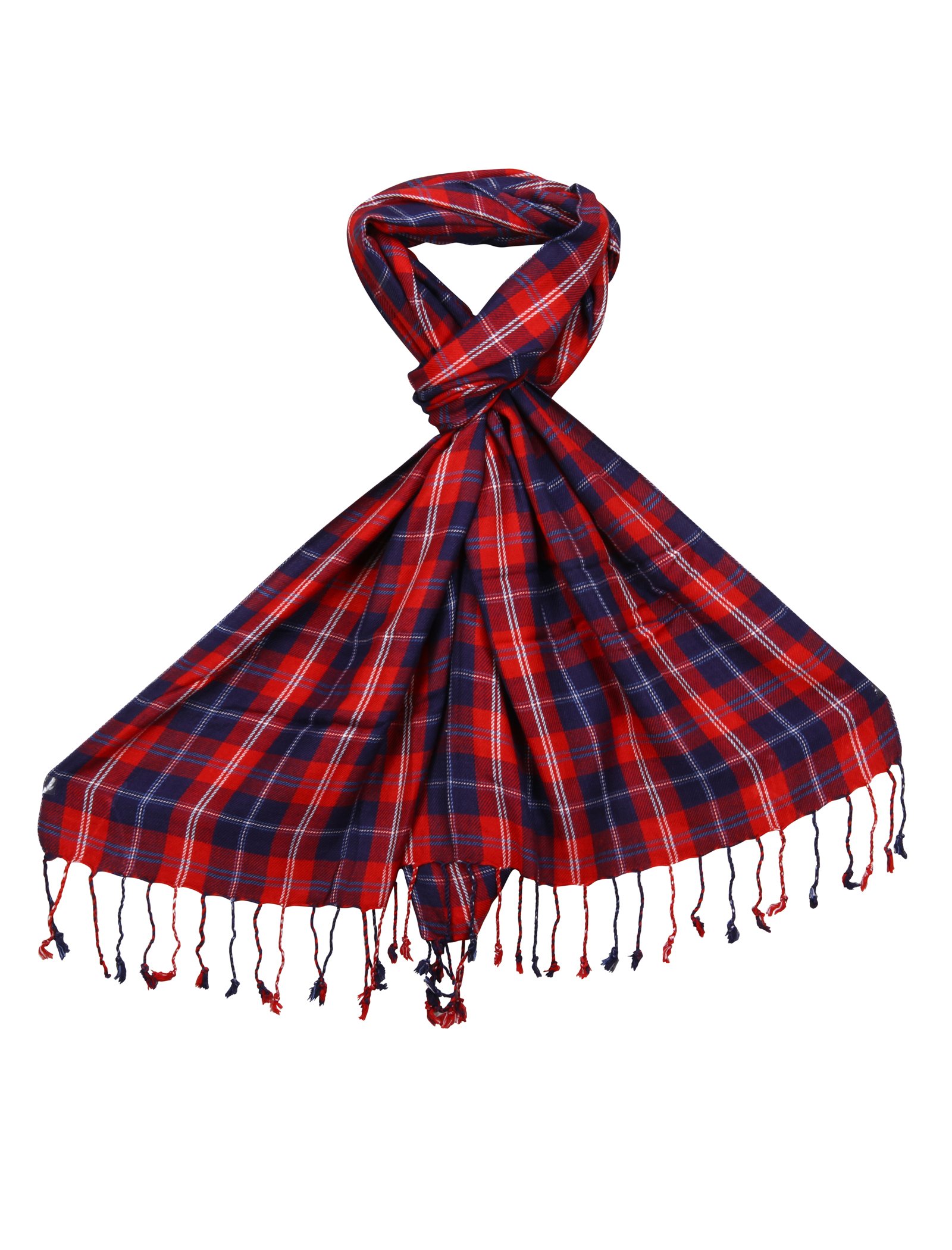 LOVARZIMens Scarf - Red and Blue Check Scarves for Men Winter Scarfs