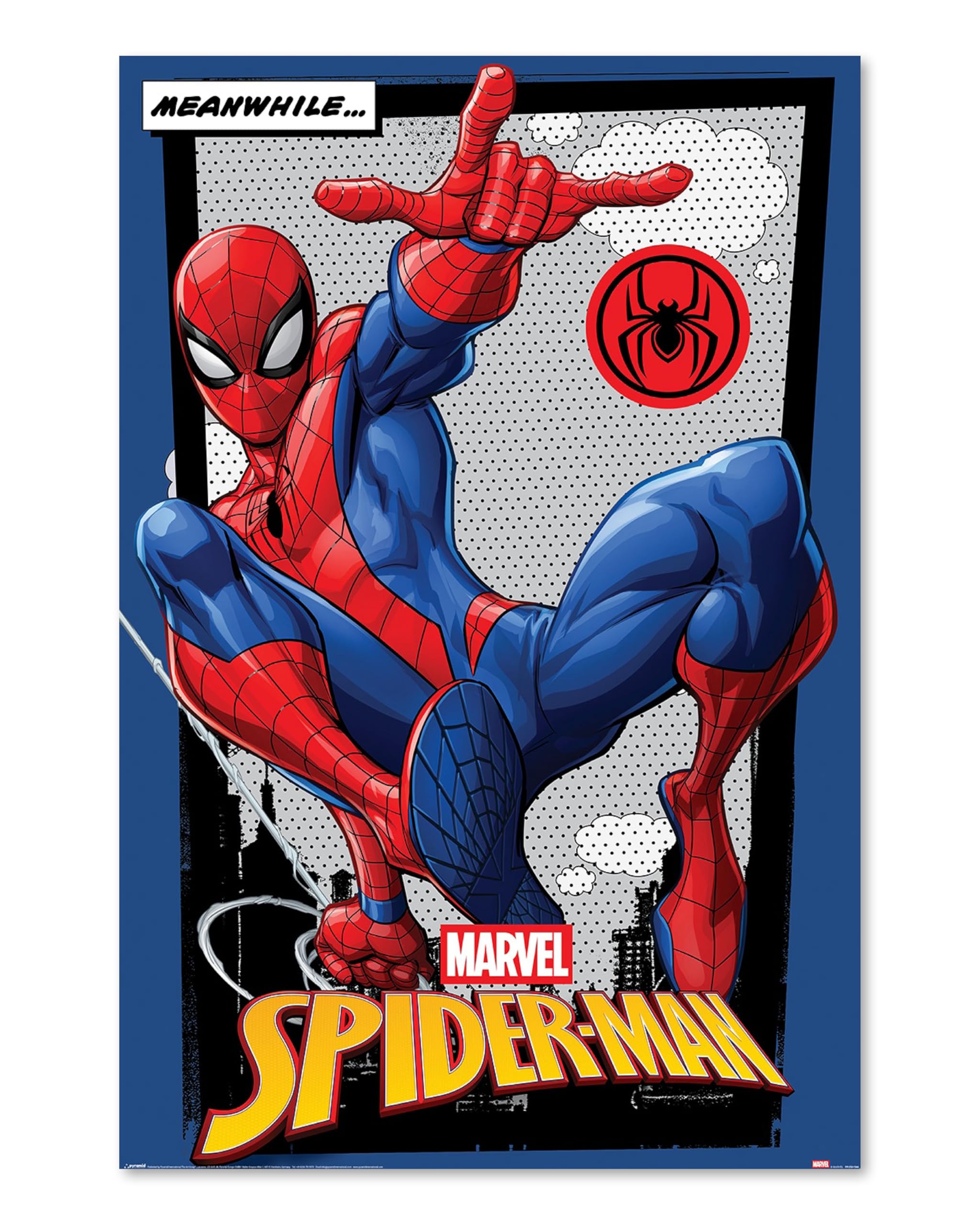 Pyramid International Marvel Spider-Man Poster Meanwhile Comic Wall Picture 61 x 91.5 cm Superhero Wall Decoration for Living Room, Gaming Room and Teenager's Room