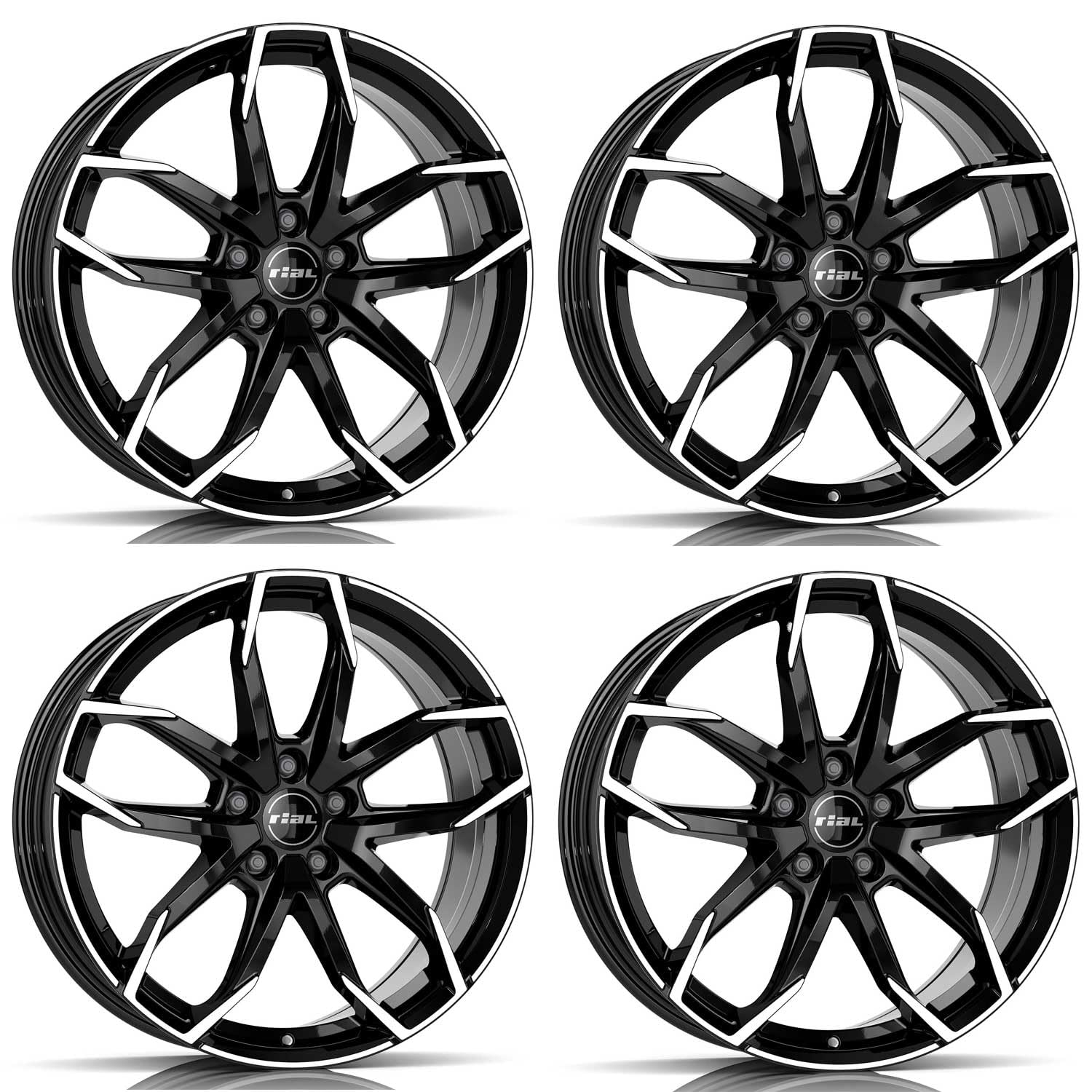 4x Cerchi Rial Lucca 8.0Jx18 ET33 5x110 diamant-schwarz frontpoliert compatibile con ALFA ROMEO Giulia Giulietta Stelvio