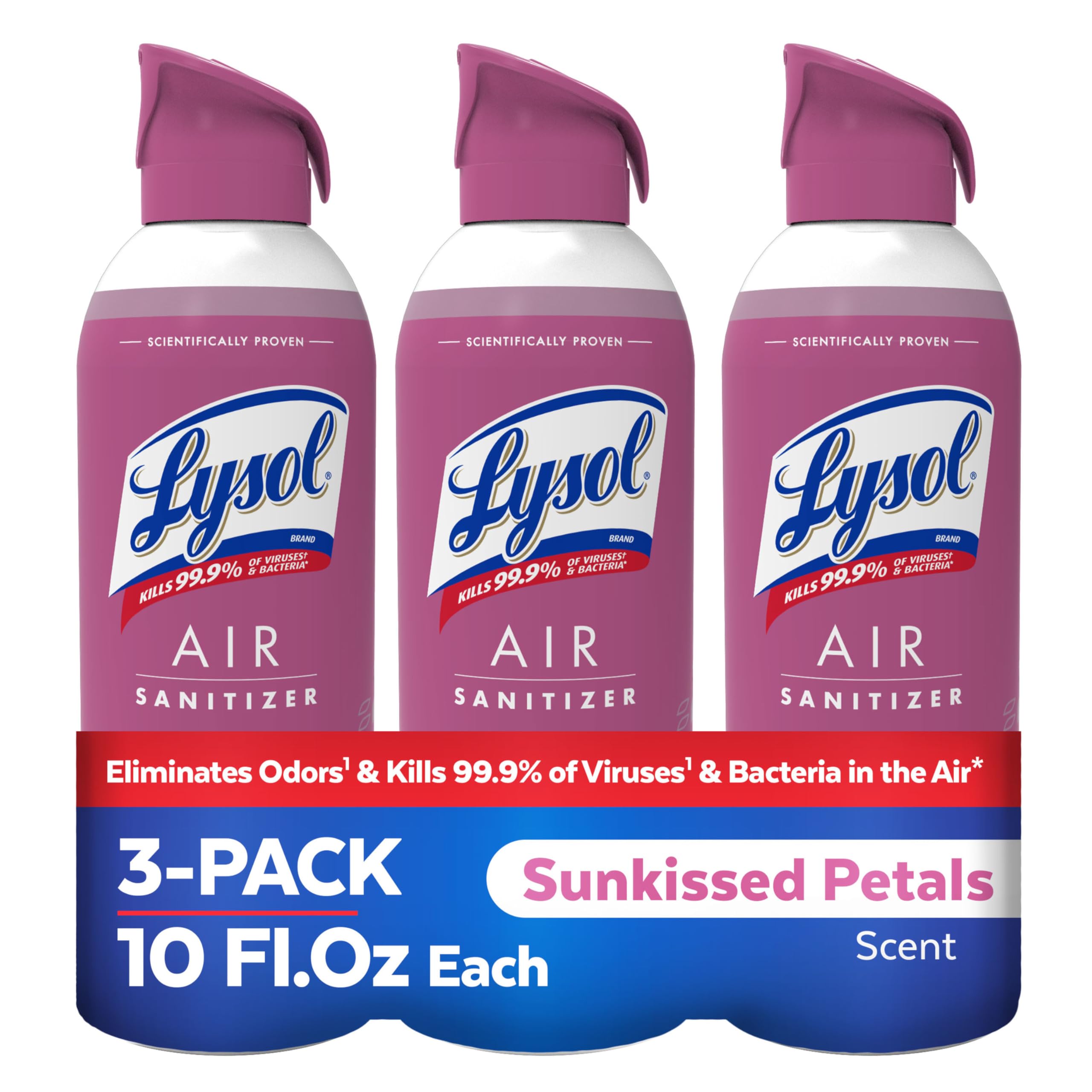 Lysol Air Sanitizer Spray with Odor Eliminator for Home Office Sanitizing Spray Air Freshener Alternative Sunkissed Petals Scent