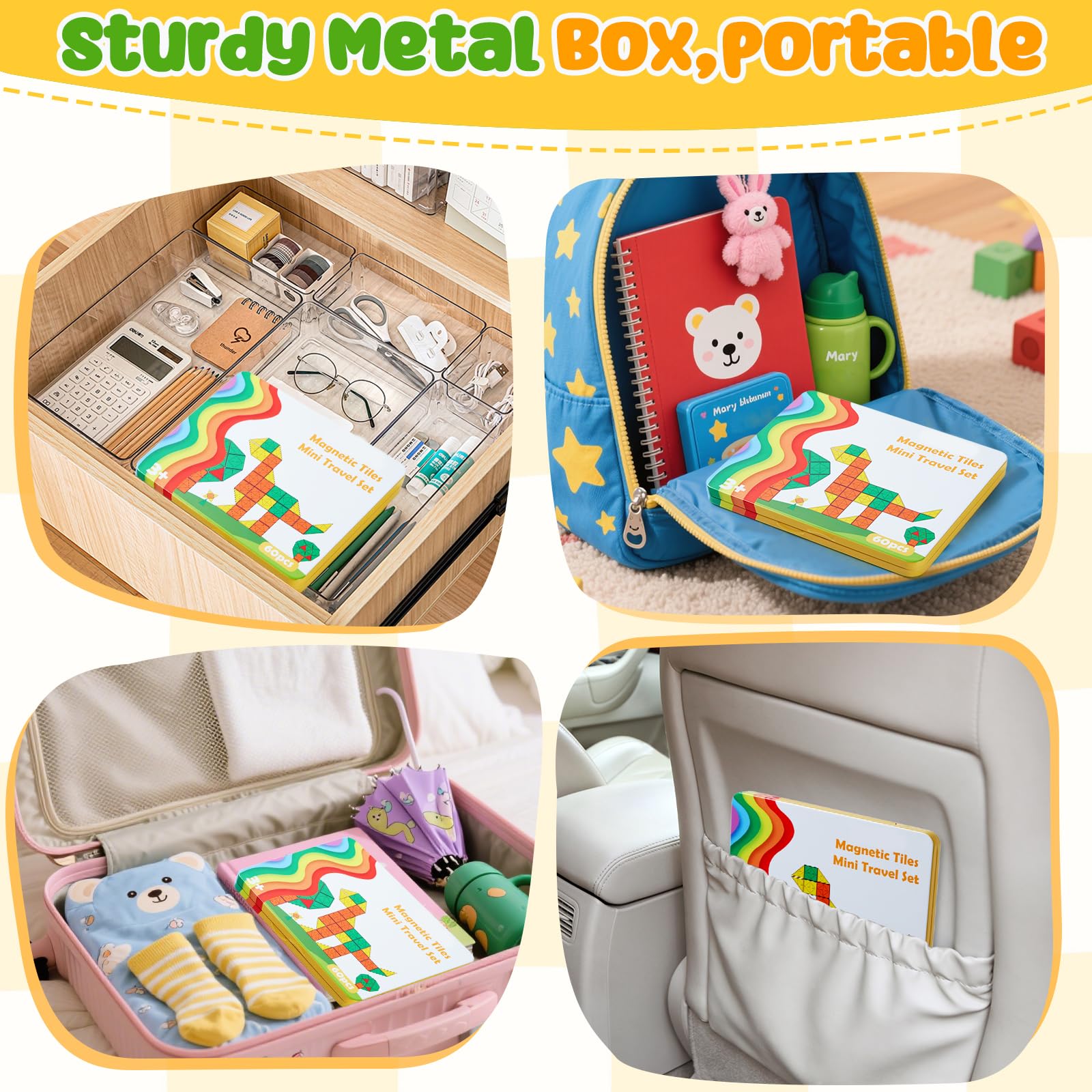 FNJO Mini Magnetic Tiles, 60PCS STEM Building Blocks Toy for Kids view 2