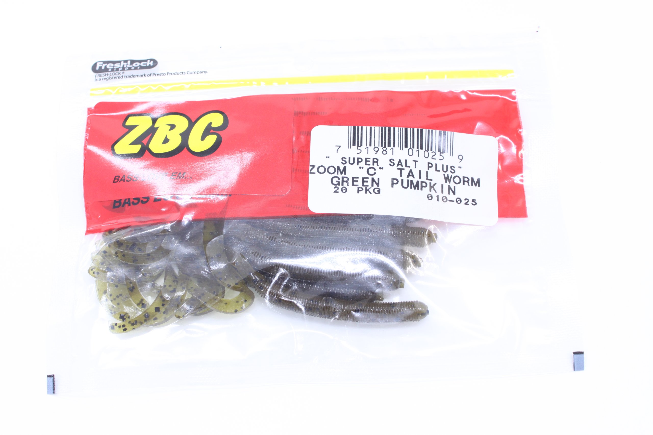 Zoom Bait Curly Tail Bait-Pack of 20 (Green Pumpkin), 4-Inch