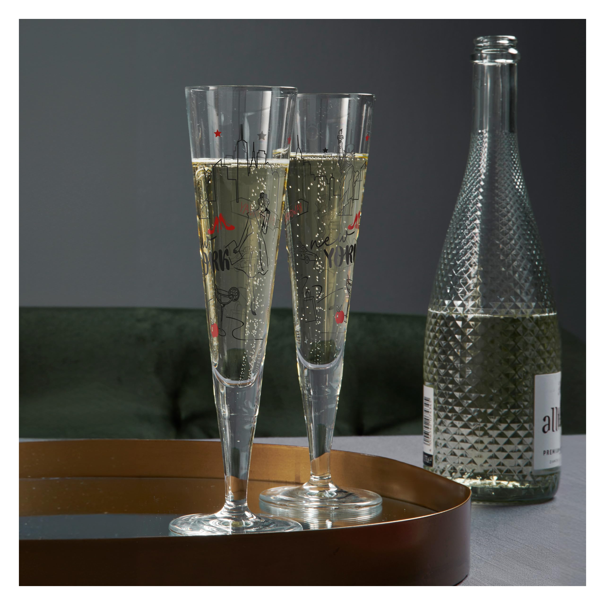 RITZENHOFF 1072007 Champagnerglas 200 ml - New York Edition Champusflöte, Sektglas mit Motiv bunt - Made in Germany
