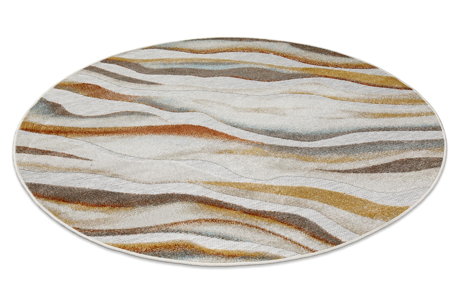 Wecon Home Creek gewebter Outdoor-Teppich, 120 cm rund, beige