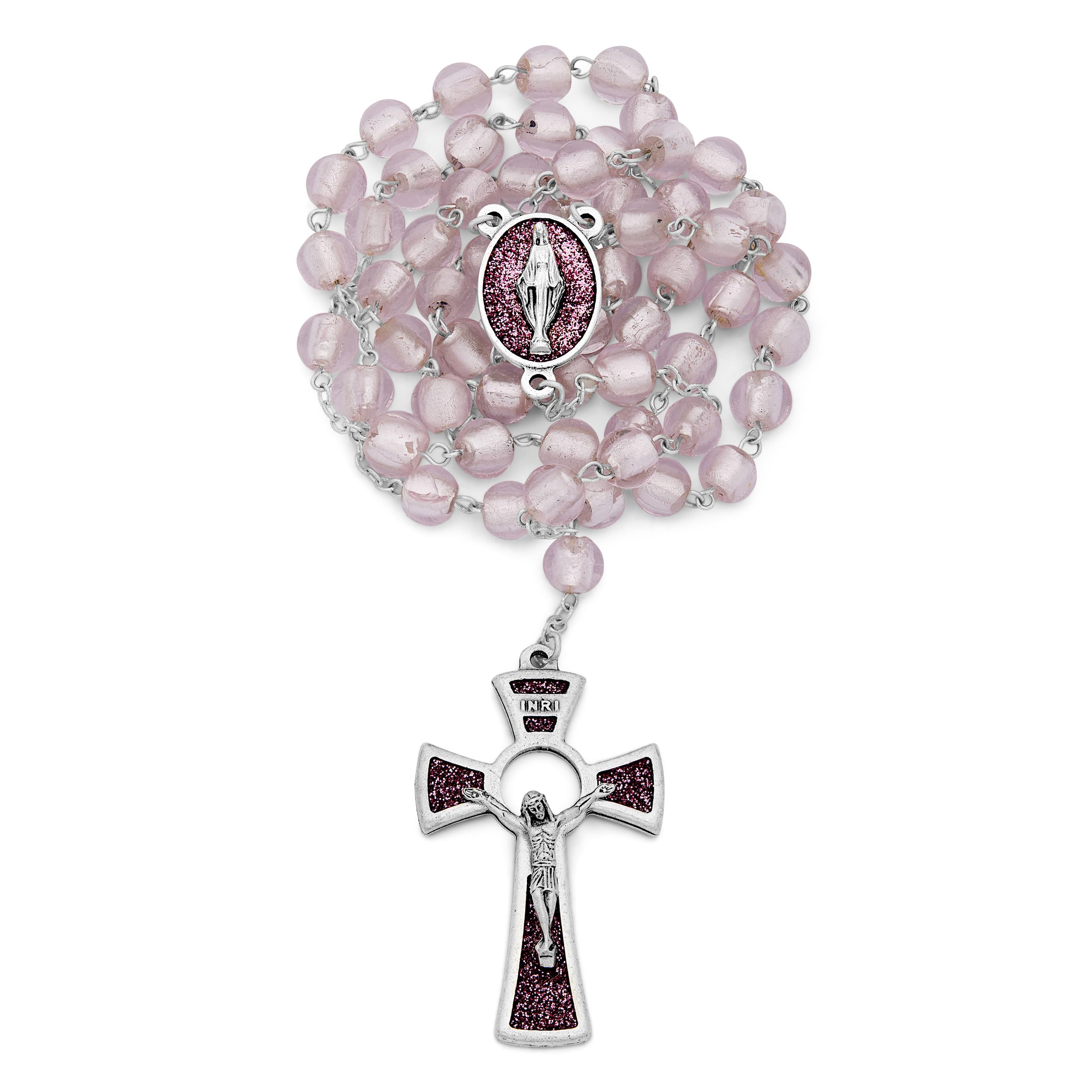 Mondo Cattolico - Rosario católico de vidrio veneciano de la Virgen Milagrosa - Perfecto para regalos católicos