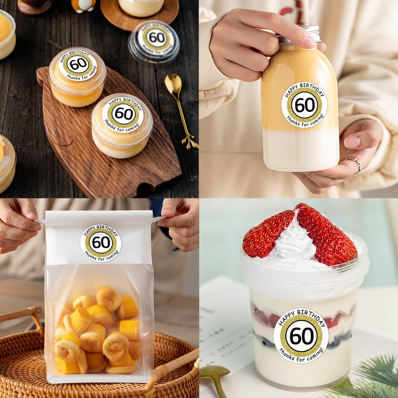 REWIDPARTY 60th Birthday Stickers - 80 Pieces 1.5 Inch Round Balloon Party Stickers