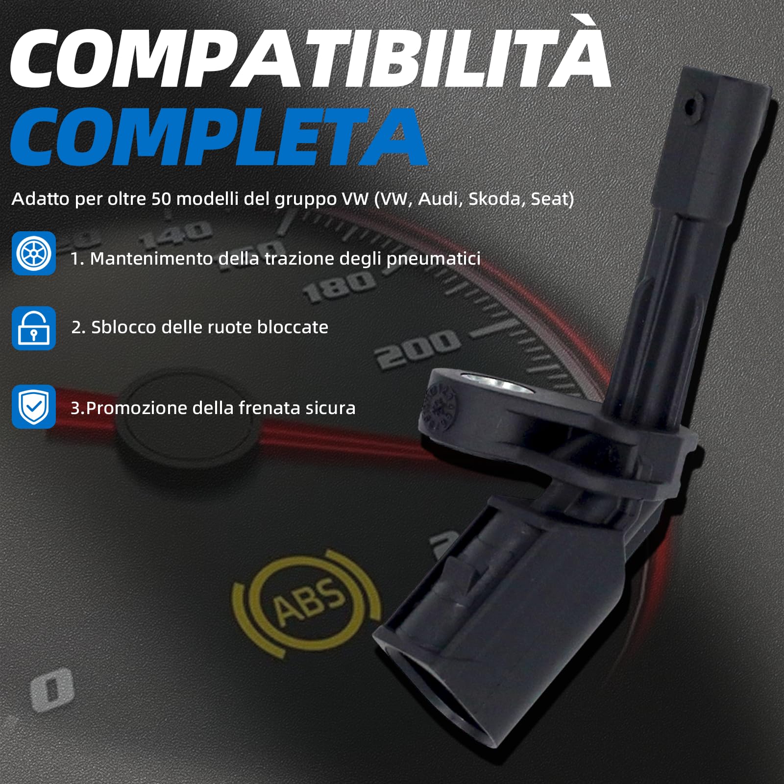 Sensore di velocità ABS anteriore posteriore sinistro destro compatibile con VW Golf V VI Audi A3 8P Skoda Octavia 1Z VW Passat B7
