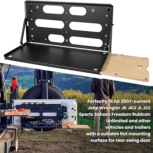 Miniatura 2 de E-cowlboy Mesa desplegable para portón trasero para Jeep Wrangler JK JKU JL JLU Unlimited Sports Freedom Sahara Rubicon para puerta trasera, mesa