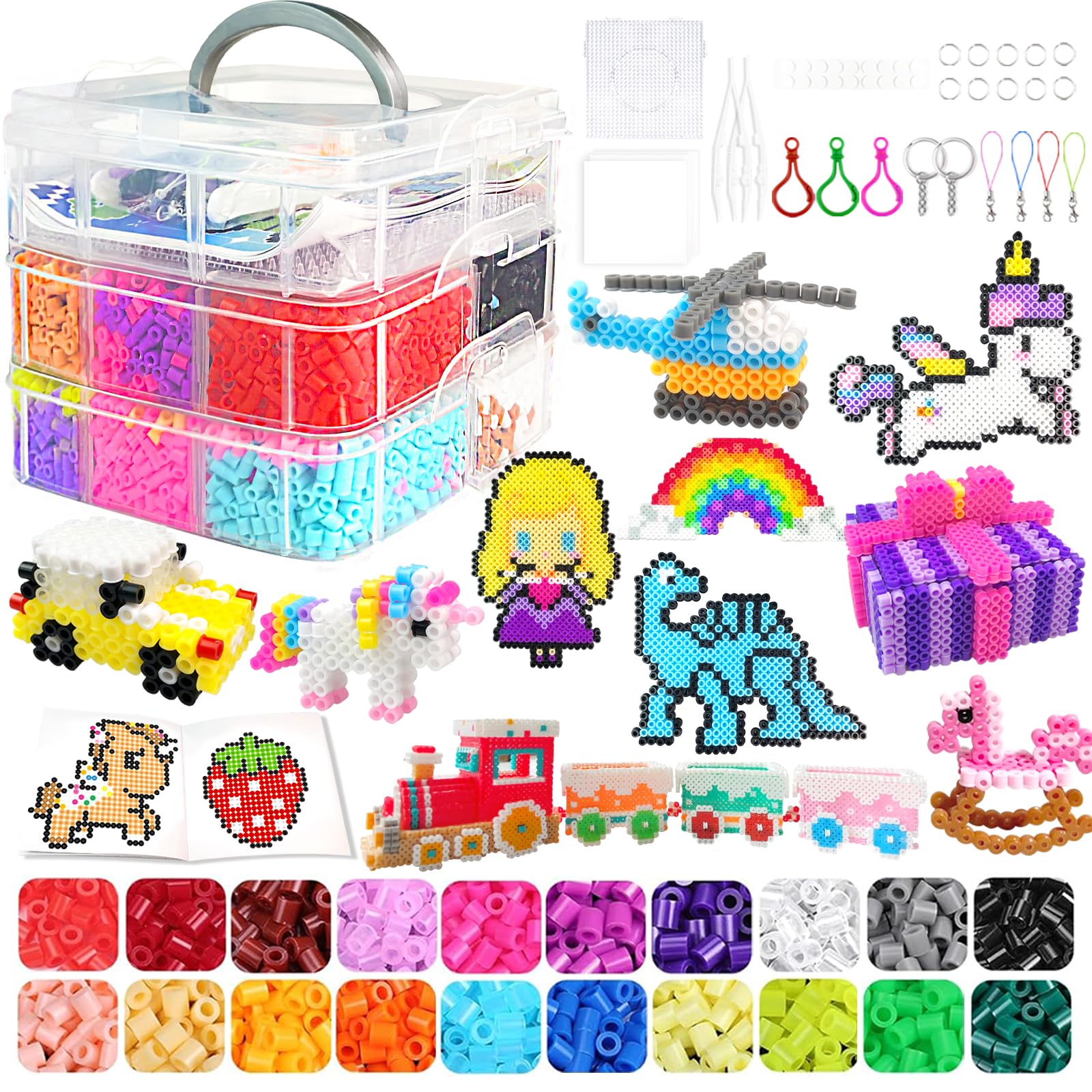 Set De Perles à Repasser 11000 Pièces 5mm – Boîte Rangement, Planches, Papier, Bijoux DIY, Cadeau Enfant 5-12 Ans
