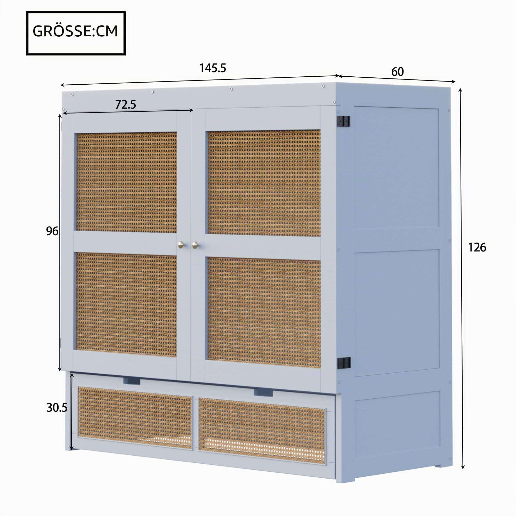 Schrankbett 140x200- Wandbett mit Lattenrost - Schrank mit Klappbett - Wandklappbett - Murphy Bed - Bettschrank, vertikales Schrankbett, Jugendbett, ohne Matratze,Grau