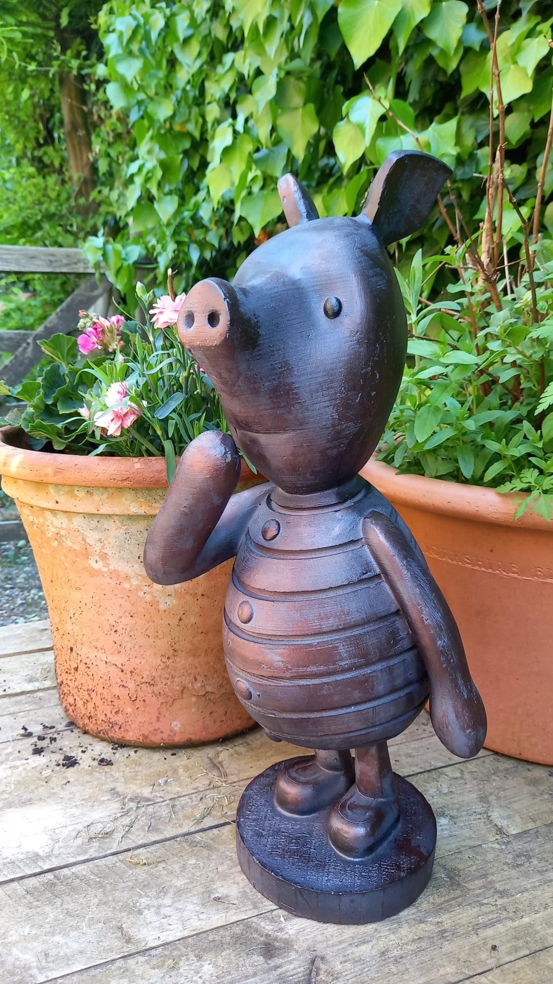 Piglet Garden Sculpture Ornament Decor Statue - Large - 52cm Tall - Aged Bronze Effect Resin