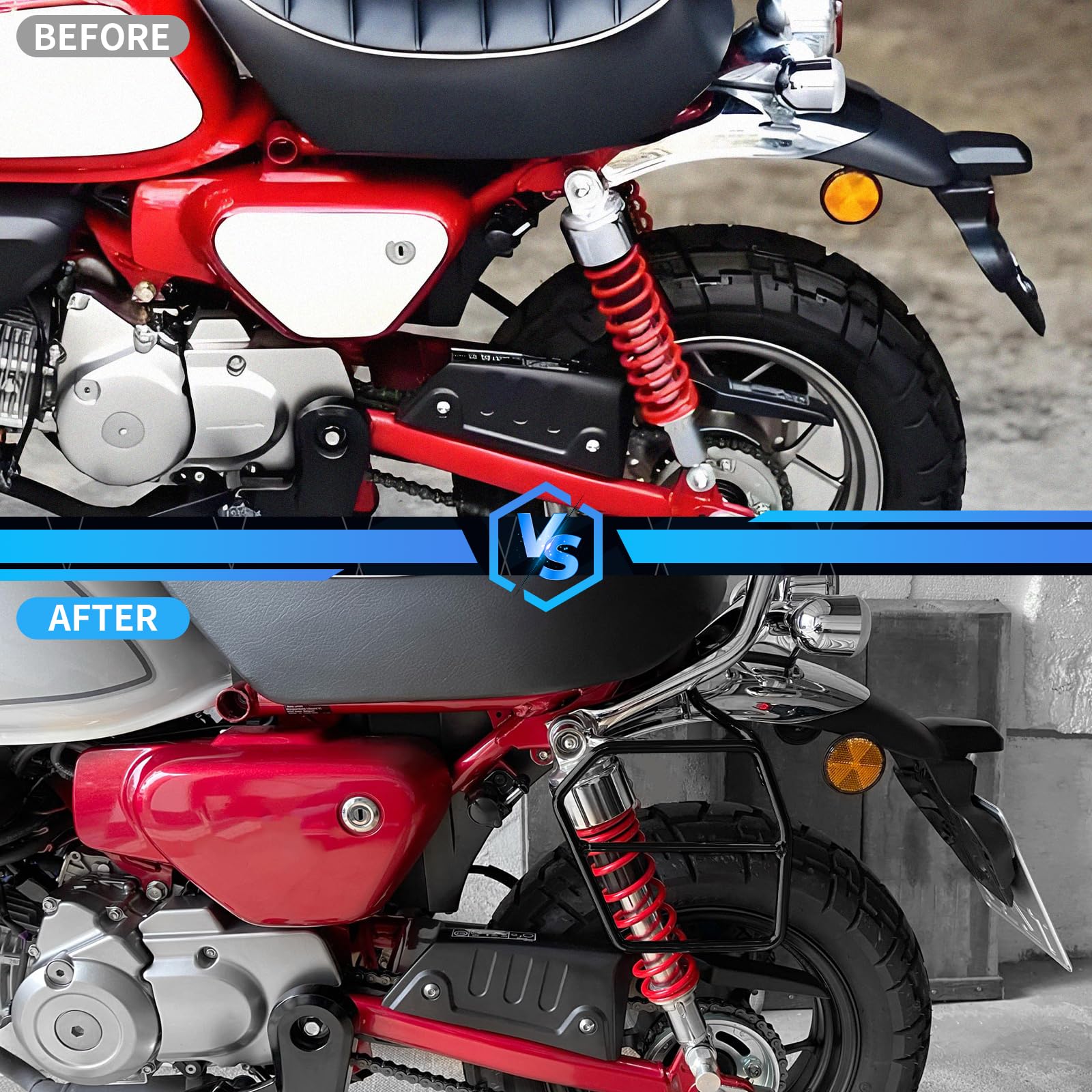 Motorrad-Kofferhalterung für die Linke Seite, Halterung für die Linke Satteltasche, Schutzhalterungen, Befestigungssatz für Seitentaschen, kompatibel mit Honda Monkey 125 Z125 2018-2025