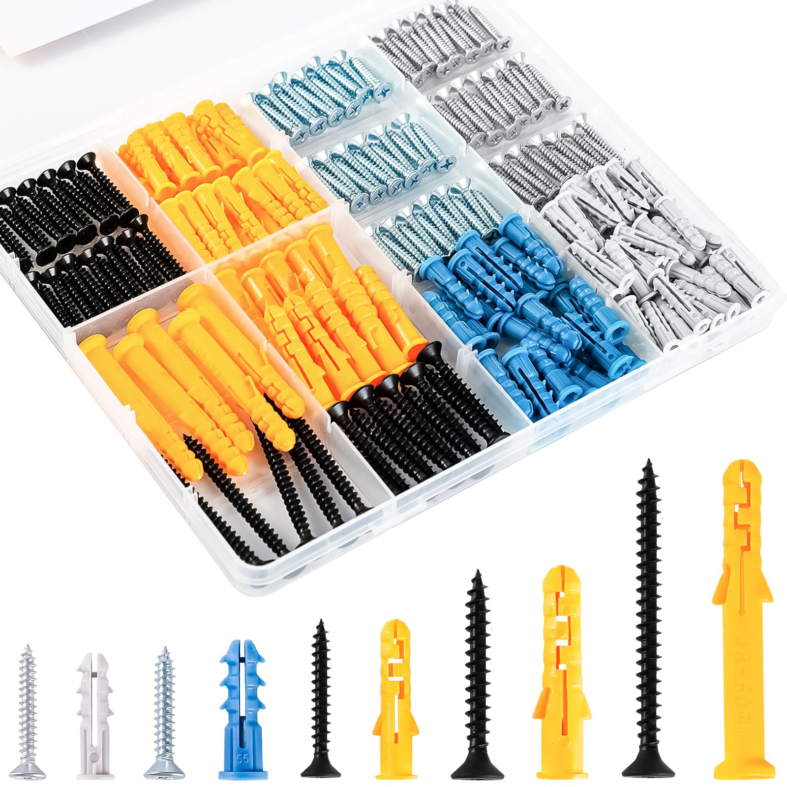 KURUI 270Pcs Wall Anchors Kit for Home Improvement and Decor, Replace Picture Hanging Nails with Drywall Anchors for Frame Canvas, Picture Hangers and