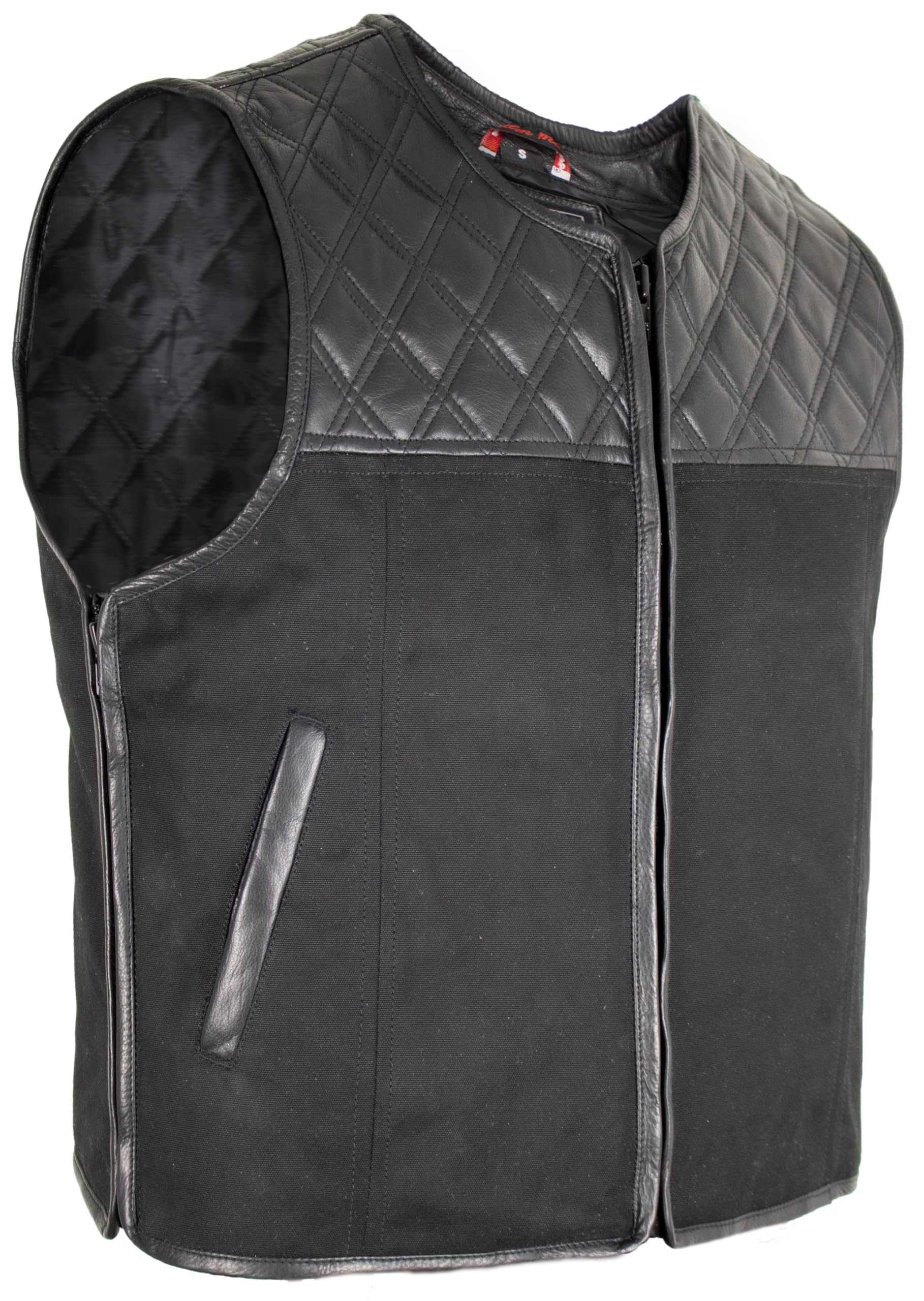 MDM Chaleco de motorista textil para hombre, acolchado de diamante