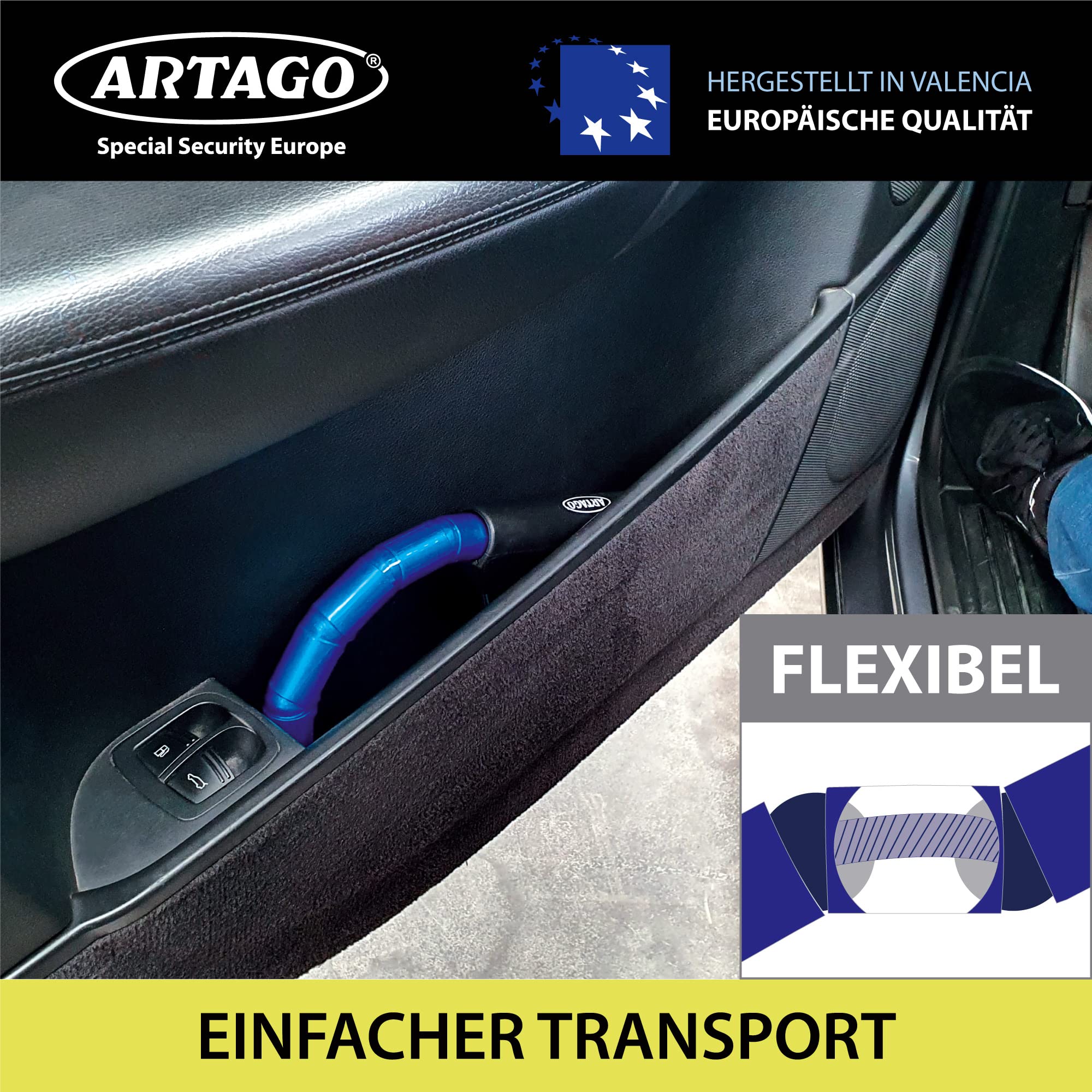 Artago 880/B Lenkradschloss Pedal EASY HOOK, Lenkradkralle, Diebstahlsicherung Lenkrad Pedal Auto, Gelenkig und Gepanzert
