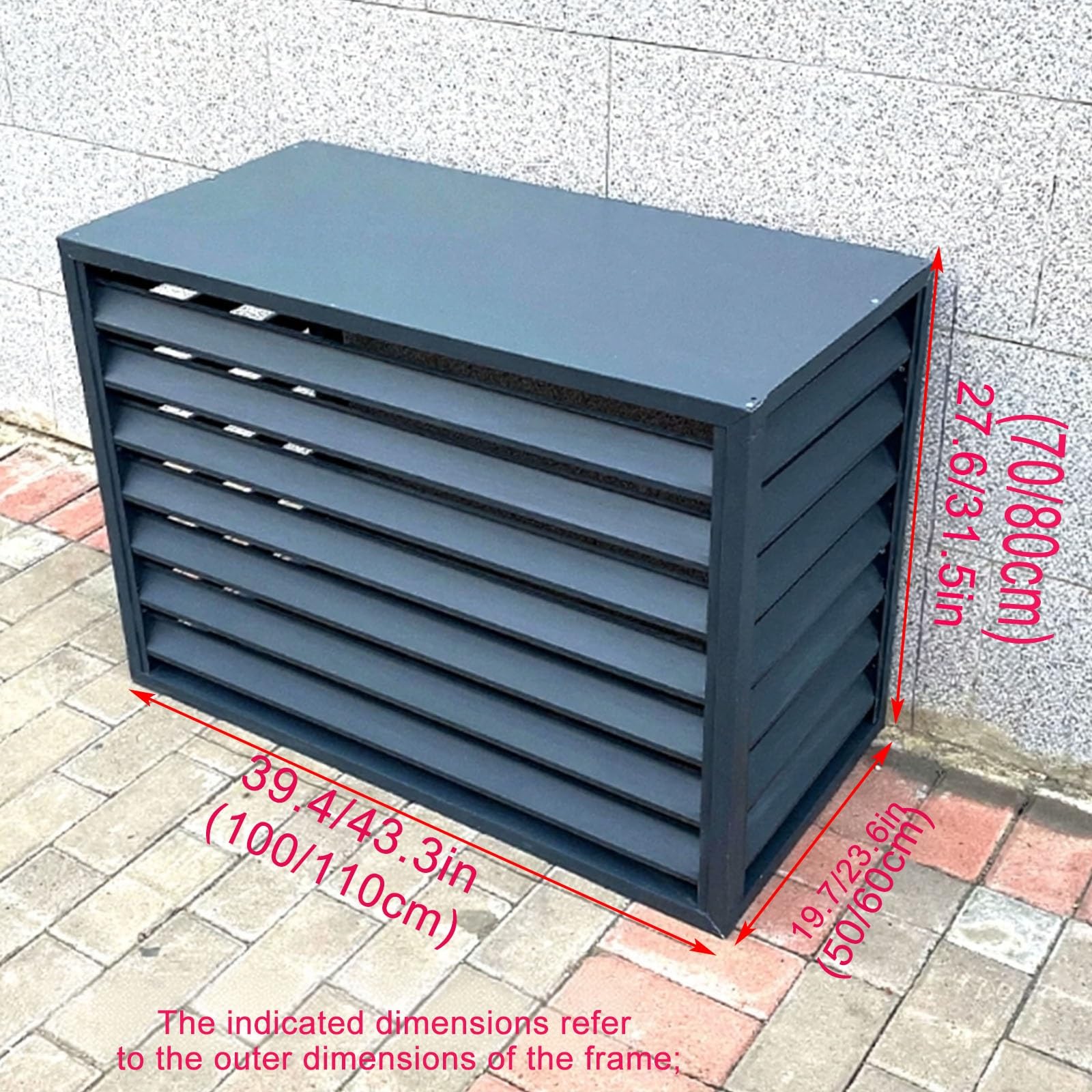 Mini-Split Osłona klimatyzatora zewnętrznego, wzmocniona obudowa ze stopu aluminium do skraplacza zewnętrznego - 110 x 80 cm (43,3 x 31,5 cala)