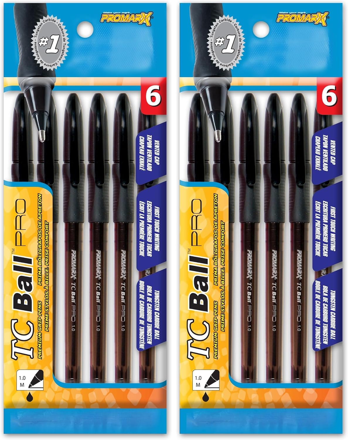 Kittrich Corporation Promarx Tc Ball Pro Grip Stick Pen, 1.0 mm, Black Ink, 6-Count (BP64-KF1P06-48) image 2