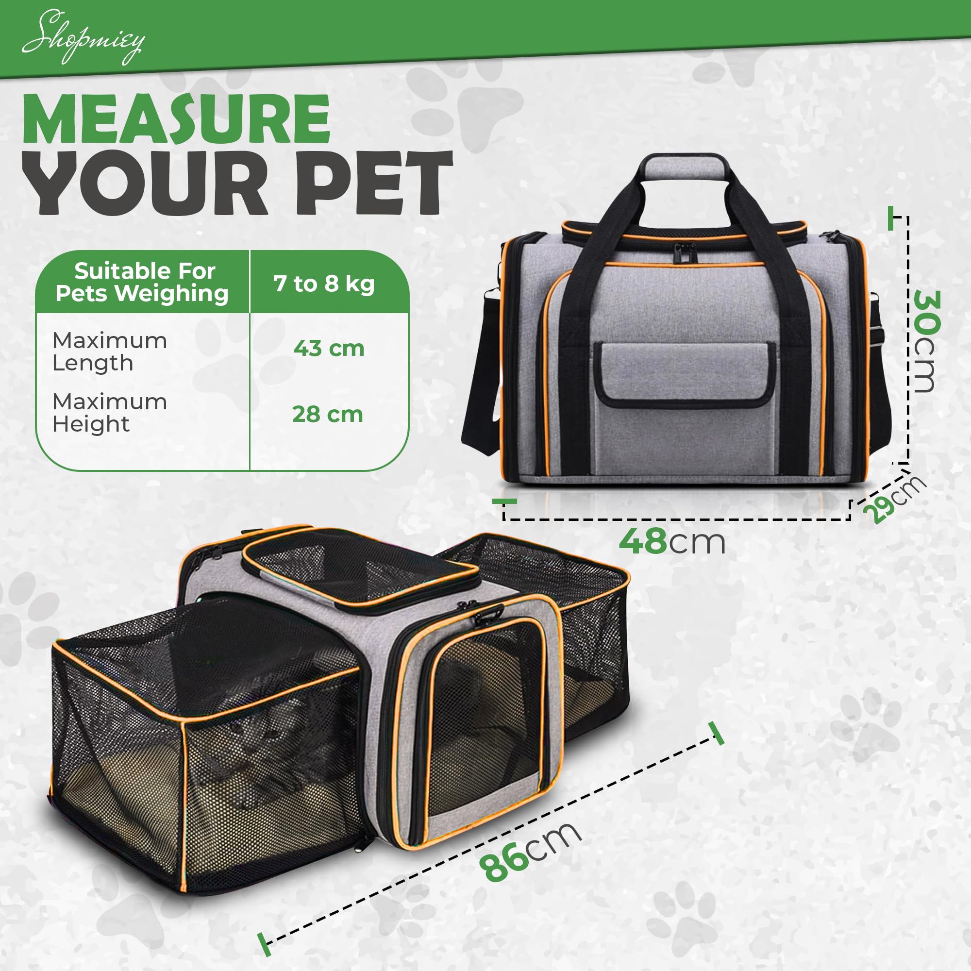 ShopMiey Pet Carrier Bag, Waterproof Expandable Pet Carrier for Cats & Puppy, Portable Foldable Cat Carrier Bag - Top Opening, Removable Fleece Mat with Shoulder Strap - Image 4