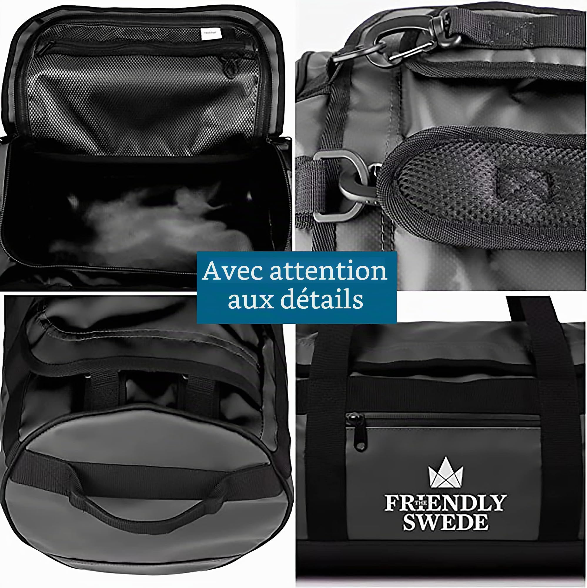 The Friendly Swede Sac de Sport Convertible en Sac à Dos pour Voyage et Sport (capacité : 30 L/60 L/90 L)