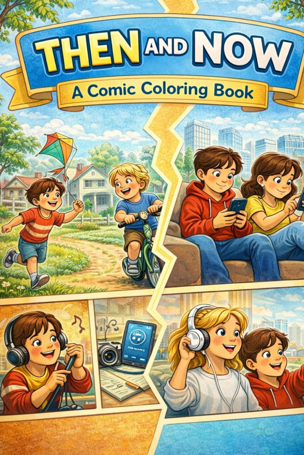 Then and Now: A Comic Coloring Book (Life Stories & Comic Adventures: A Creative Coloring Series)