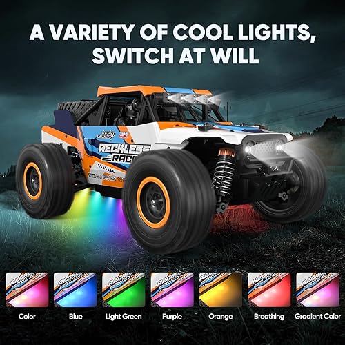 Miniatura 5 de Axirata Auto a control remoto, alta velocidad de 40+KMH todo terreno de juguete rápido a control remoto, 120 Monster RC Truck 4WD 2.4GHz impermeable