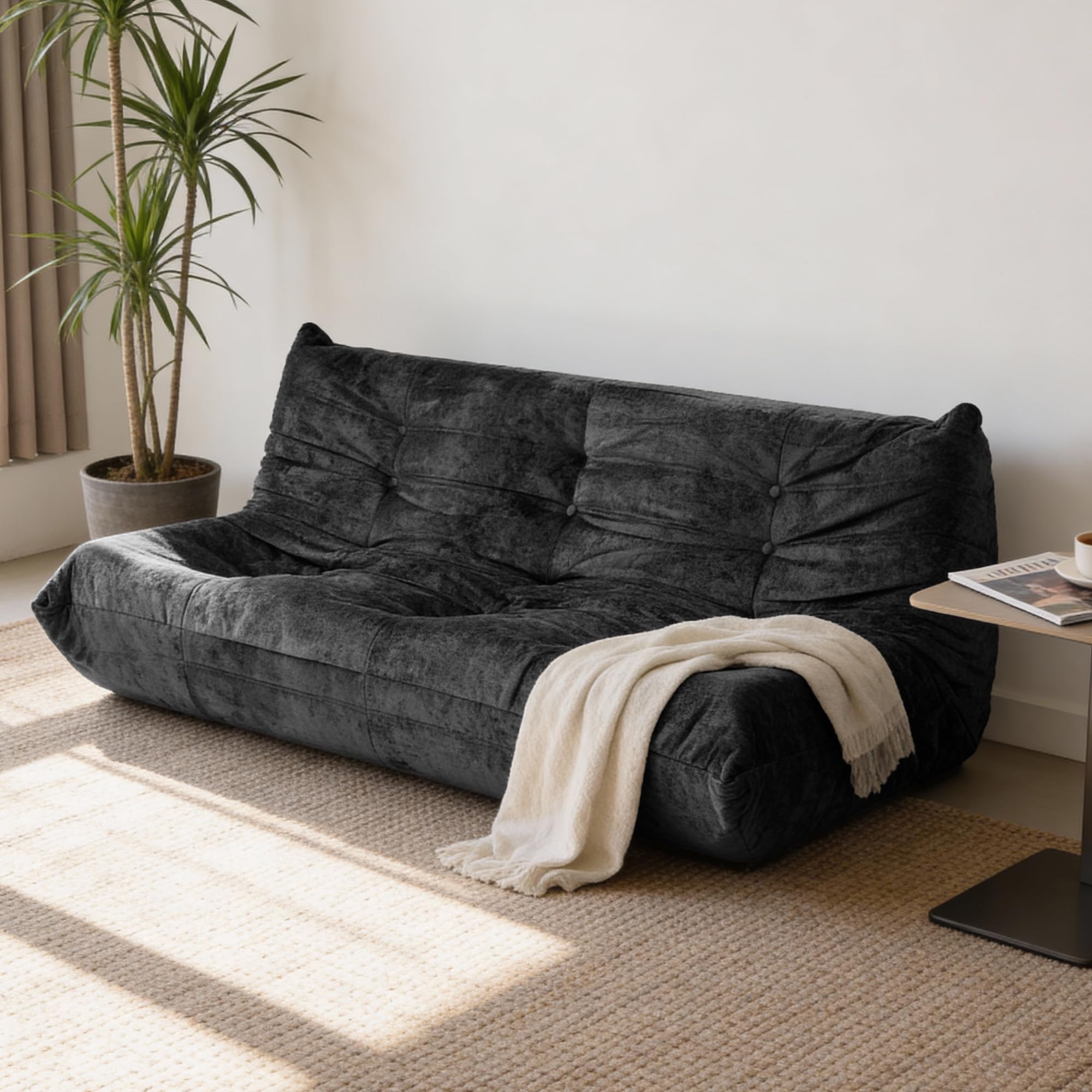 Upvilla Mid Century Armless Floor Sofa, weicher Boden-Lounge-Sessel, Schaumstoff-Sofa-Akzentstuhl für Wohnzimmer, Schlafzimmer und Büro