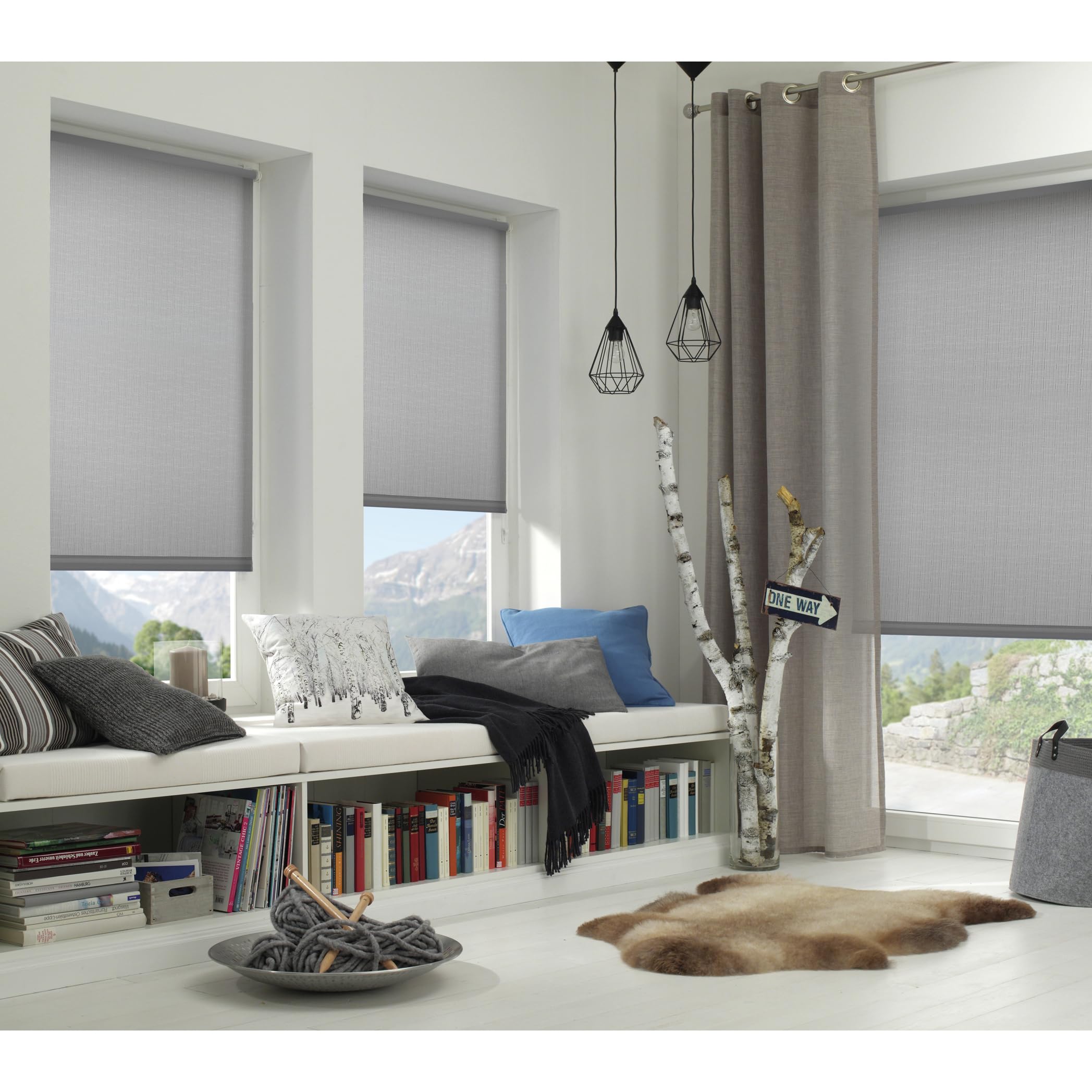GARDINIA EASYFIX Rollo, Zum Kleben oder Klemmen, Hellgrau, 100 x 150 cm