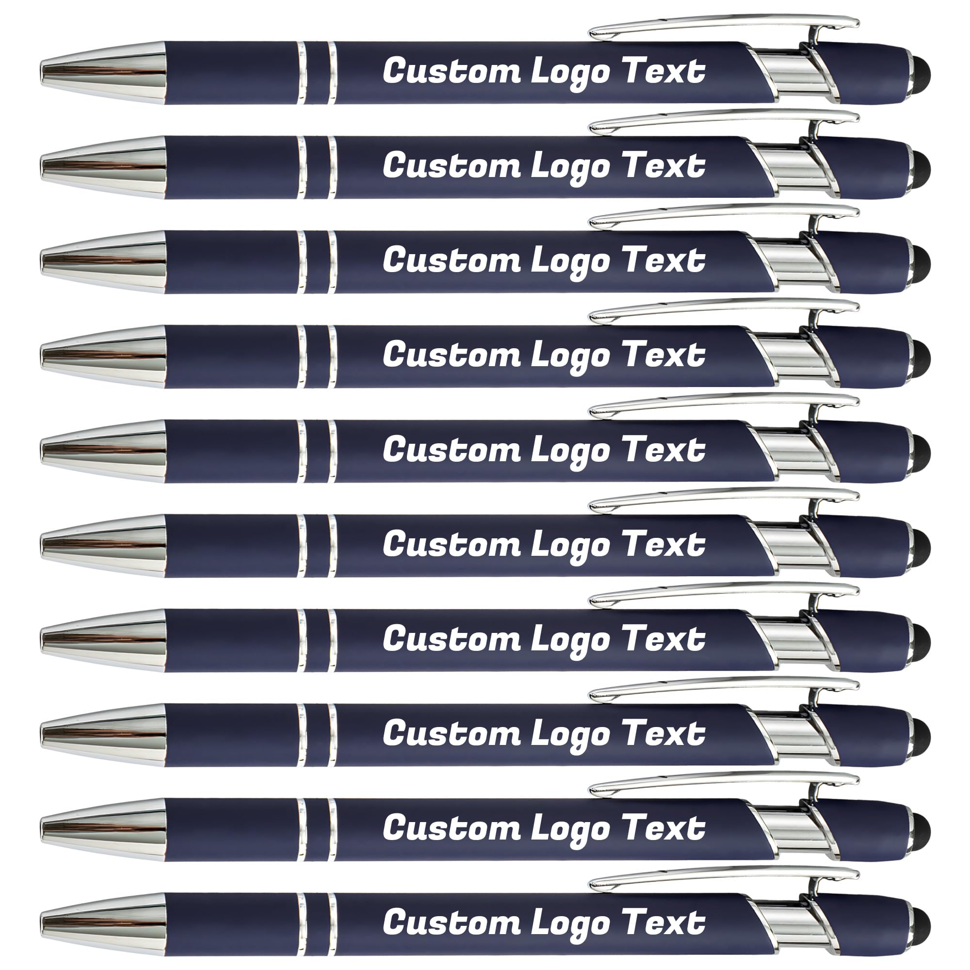 HEYZARDA Stylo Personnalisé avec Nom Text Logo avec Stylet Pour Écran Tactile pour École de commerce Bureau Événements Réunion Église Mariage 100 Pcs, marine — image 1