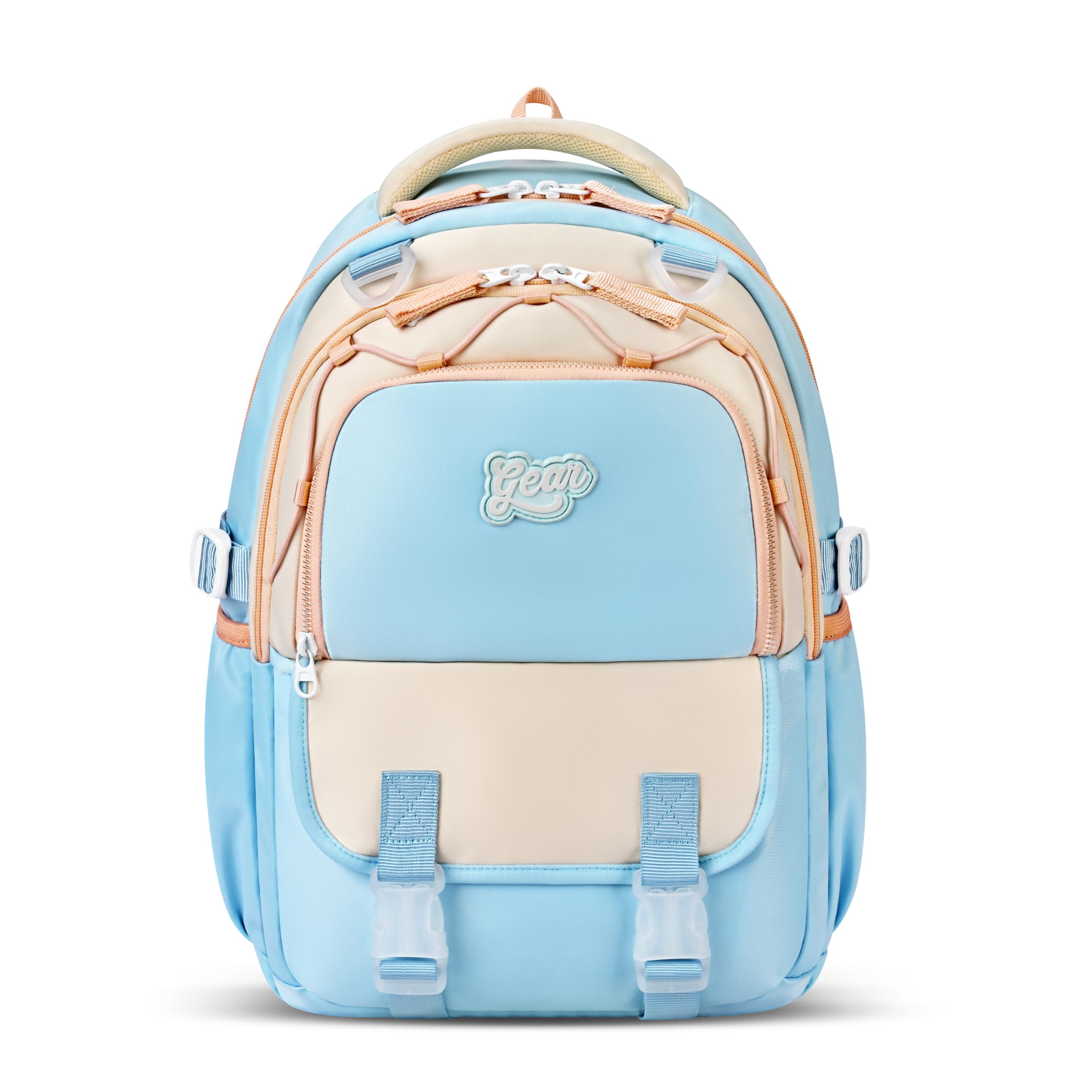 Gear Cupcake 16"/25L Medium Water Resistant School Bag | Casual Backpack | Daypack | Travel Backpack | Kids Bag for Boys/Girls (Blue - Cream)