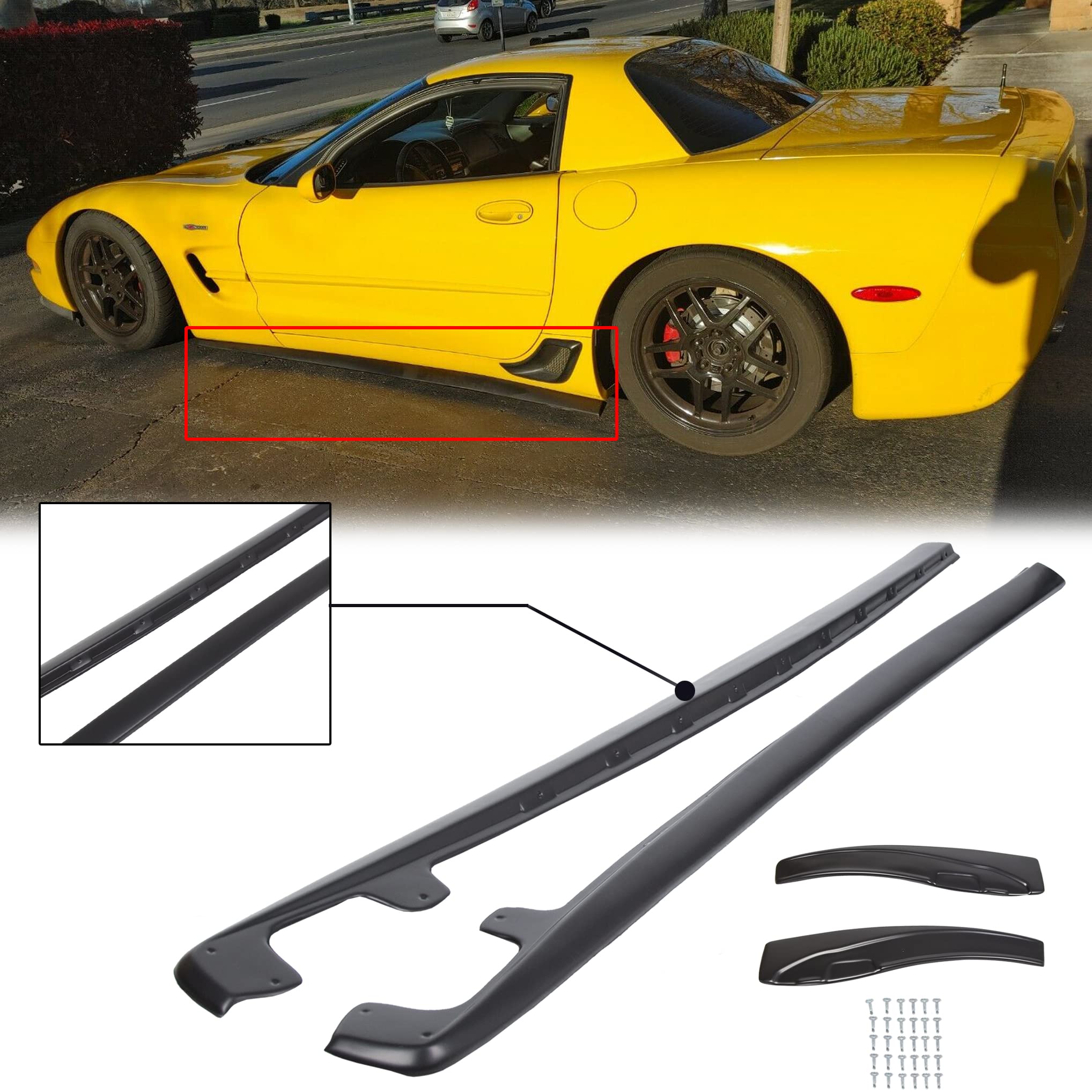 Buy KUAFU Rocker Panels with Mud Flaps Side Skirts Compatible with 2005