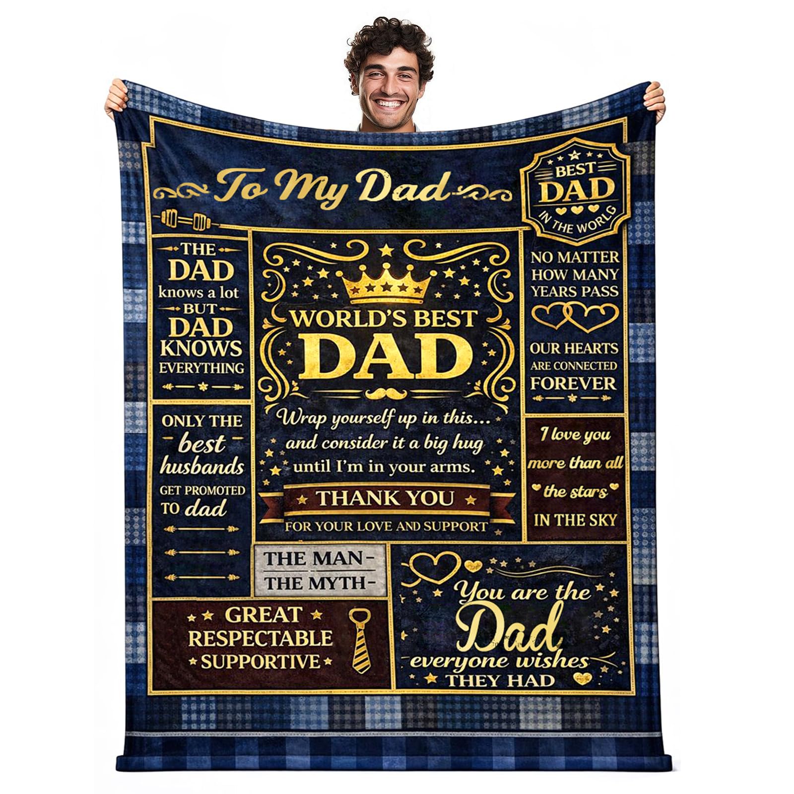 Dad Gifts Blanket,150x130cm, Soft Flannel Blanket Throw, Birthday Present for Daddy from Daughter Son Throw, Birthday Gift for Dad, Best Father Gifts, Present for Father’s Day, Christmas,Birthday
