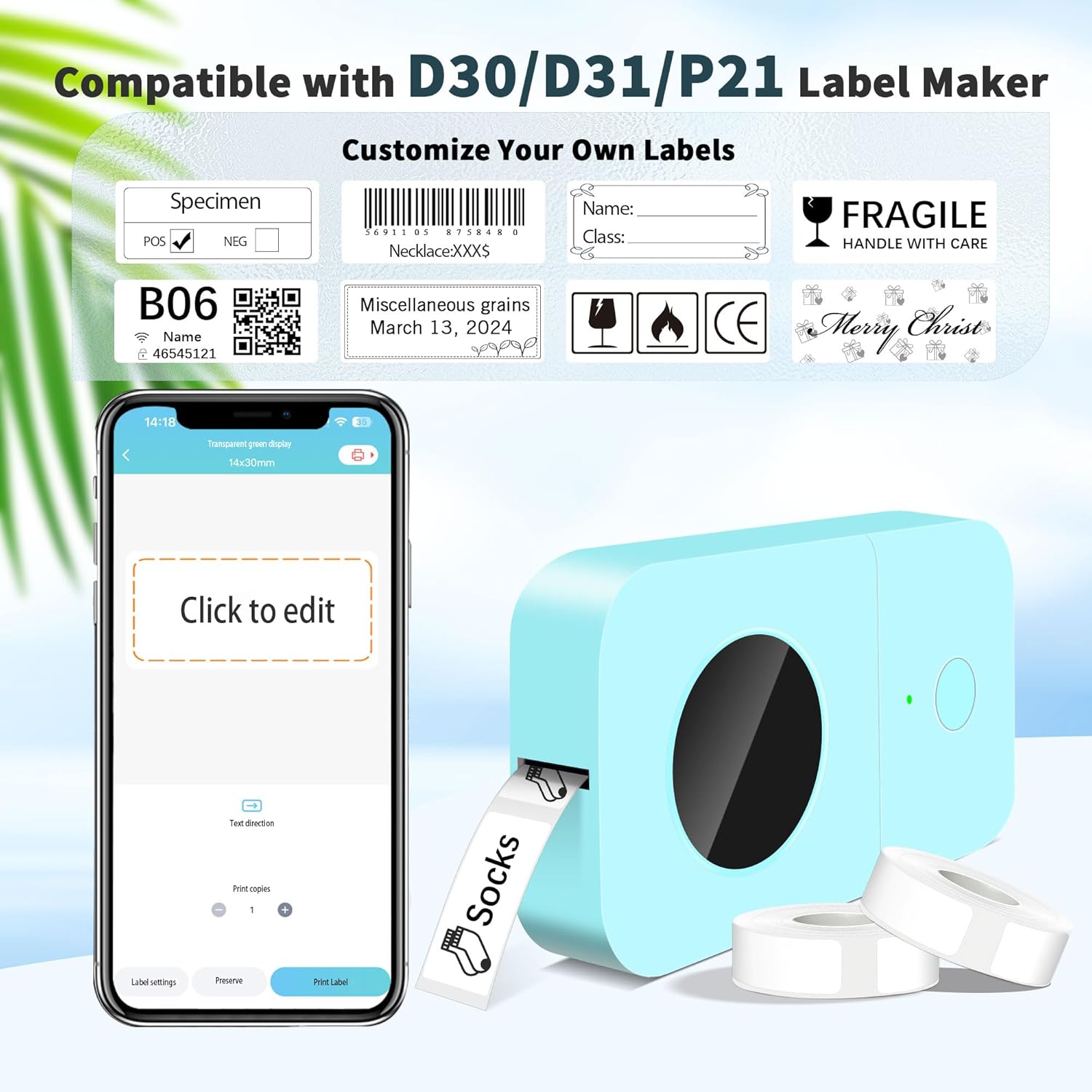 PARLAIM Label Maker Tape,Thermal Label 1/2" x11/2(14X40mm) 160 Labels/Roll,Thermal Sticker Compatible with D30 Label Printer,Self-Adhesive Label Tape for for Home Office Small Business (White) - Image 4