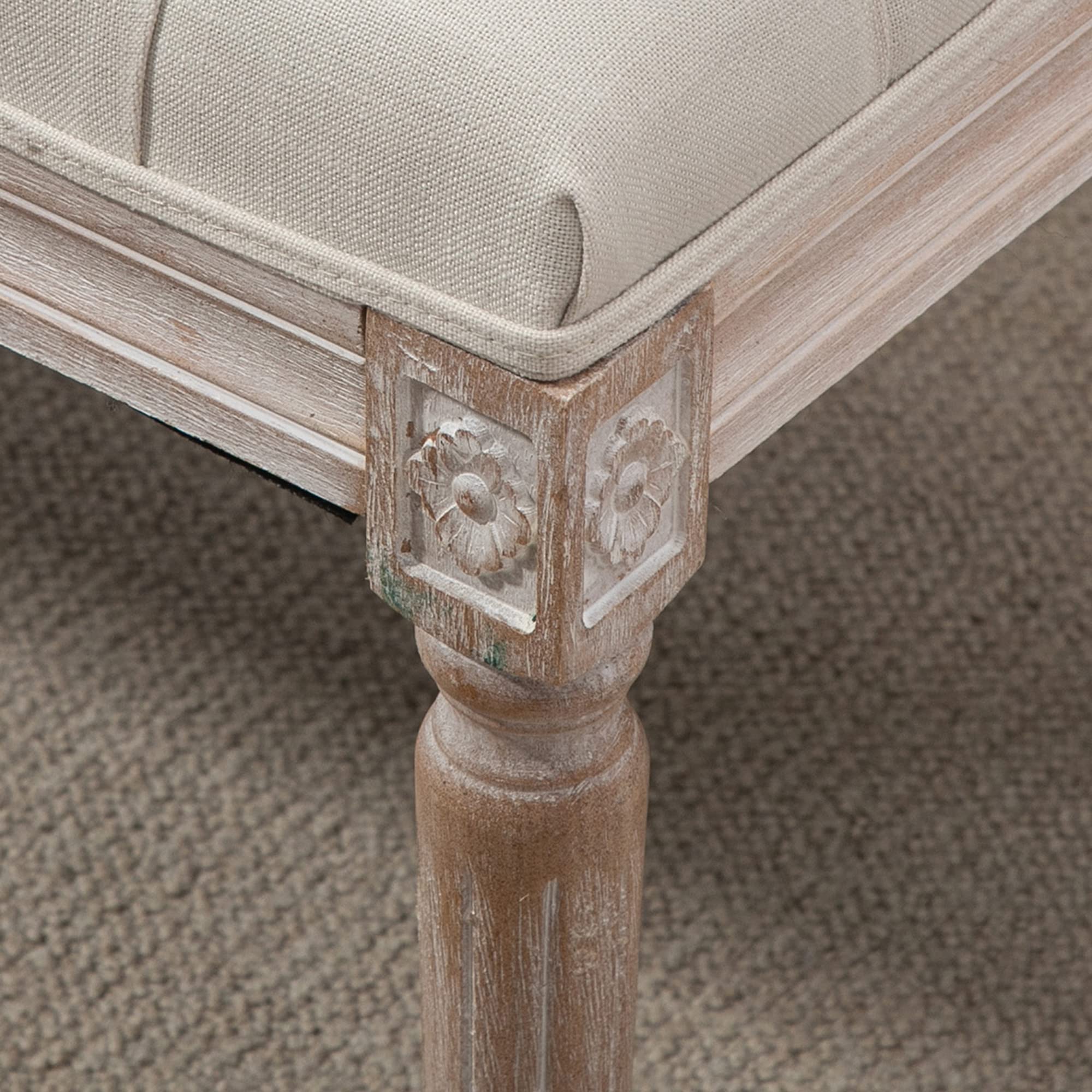 HOMCOM Banco Pie de Cama, Taburete Pie de Cama Tapizado en Lino Sintético con Patas de Madera y Asiento Acolchado, Estilo Vintage, Banco para Dormitorio, Entrada, Pasillo, Beige