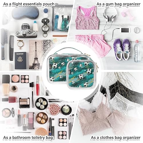 Miniatura 7 de Funny Soccer Balls Clear Toiletry Bag for Traveling,2 Pack Makeup Cosmetic Bag with Zipper,Travel Bag for Toiletries,Travel Essentials 21215169