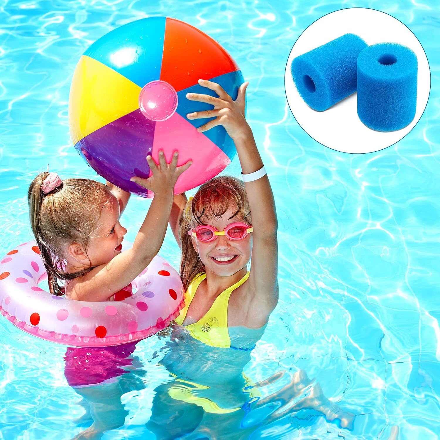 6 spugne filtranti per piscina Intex tipo I/II/VI/D, lavabili e riutilizzabili, per la pulizia del giardino (tipo/D (10,8 x 9,5 x 5,2 cm), immagine