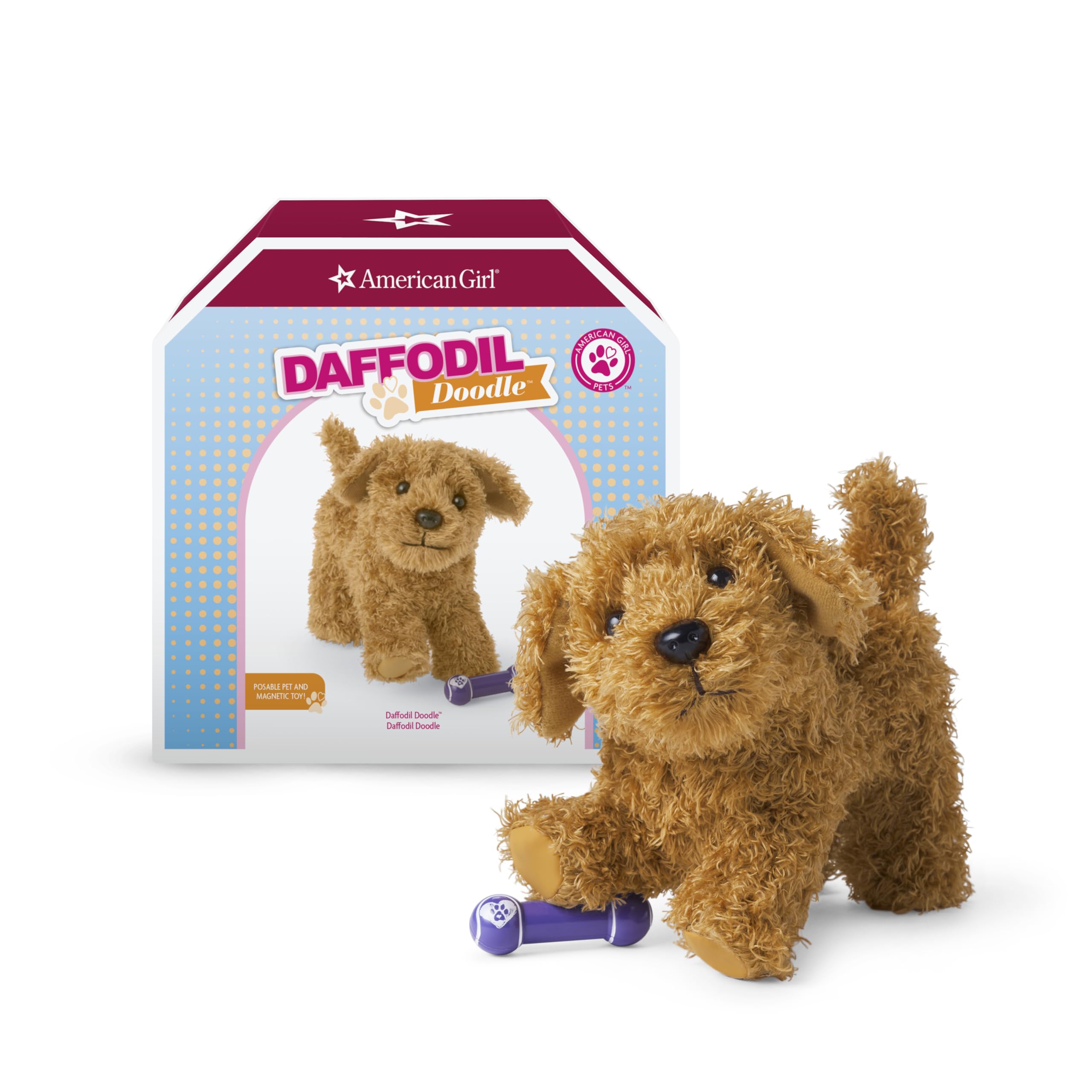 Truly Me 18-inch Doll Pet Daffodil Doodle Dog with Magnetic Mouth to Hold Her Barbell Toy, For Ages 6+