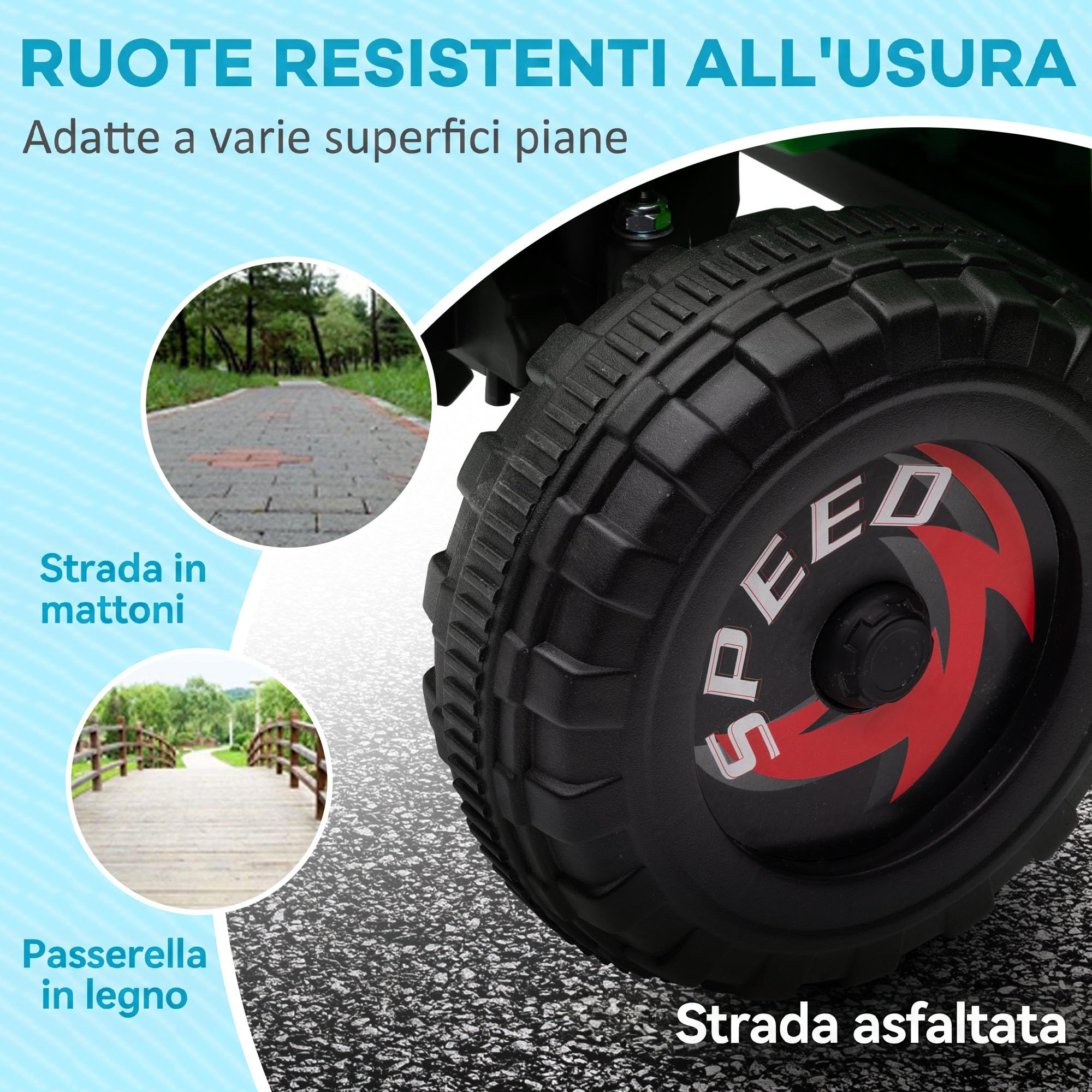 HOMCOM Quad Elettrico per Bambini con Rimorchio 6V per 18-36 Mesi Verde