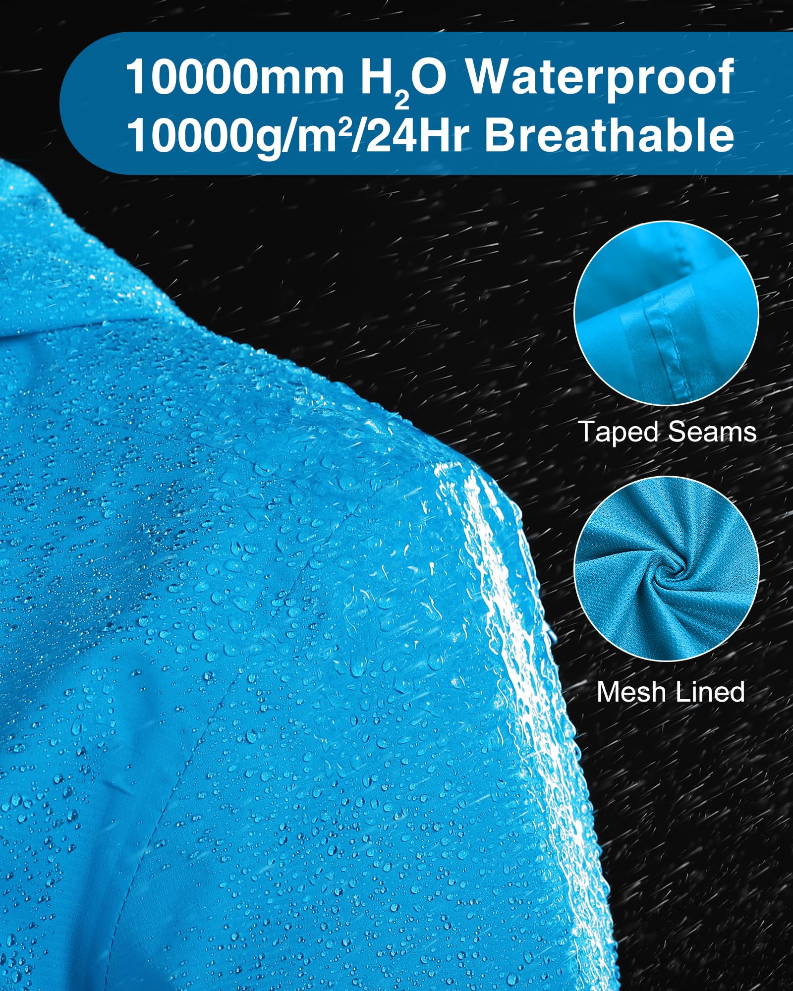 33,000ft Chaqueta impermeable para mujer, impermeable ligero con abrigo transpirable plegable con capucha ideal para correr y caminar