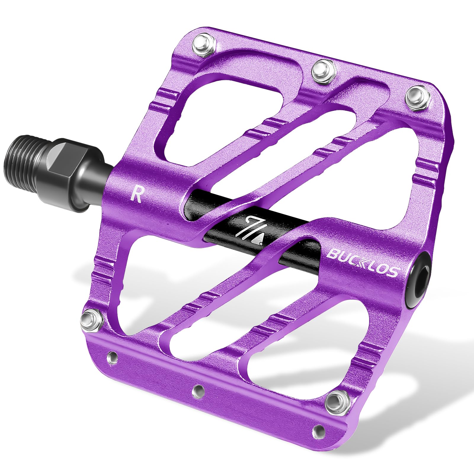 BUCKLOS MTB Flat Pedals Mountain Bike Pedals, Large Platform Non-Slip Nylon Road Bike Bicycle Pedals Adult for BMX/Gravel Bike/Hybrid Bike (9/16")