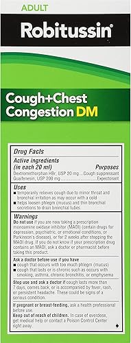 Miniatura 9 de Robitussin Tos y congestión de pecho DM, supresor de tos y expectorante, sabor frambuesa, botella de 8 onzas líquidas