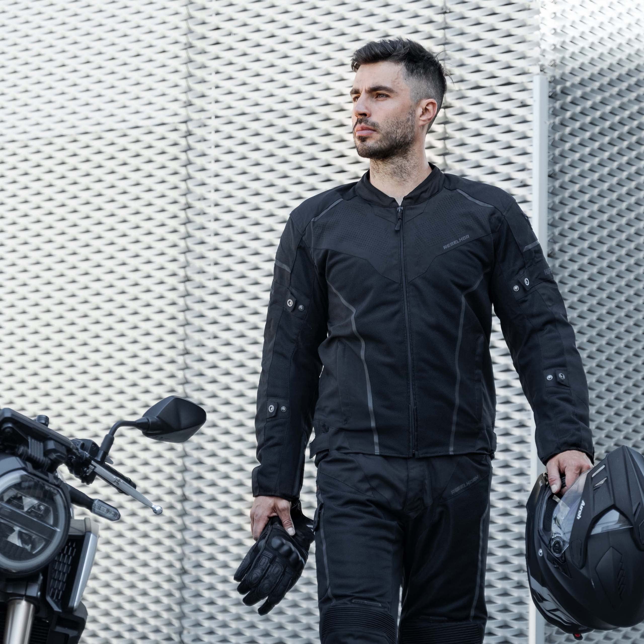 REBELHORN Hiflow IV męska kurtka motocyklowa | zdejmowana membrana Humax | ochraniacze na łokcie i ramiona poziom 2 | wstawki wentylacyjne z siateczki | zdejmowana podszewka termiczna
