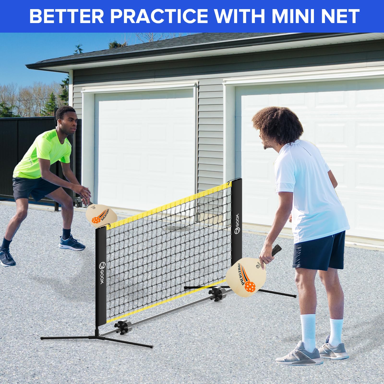 GOOX 6FT Small Mini Pickleball Net Set - Quick Setup Indoor/Outdoor Portable Practice Net