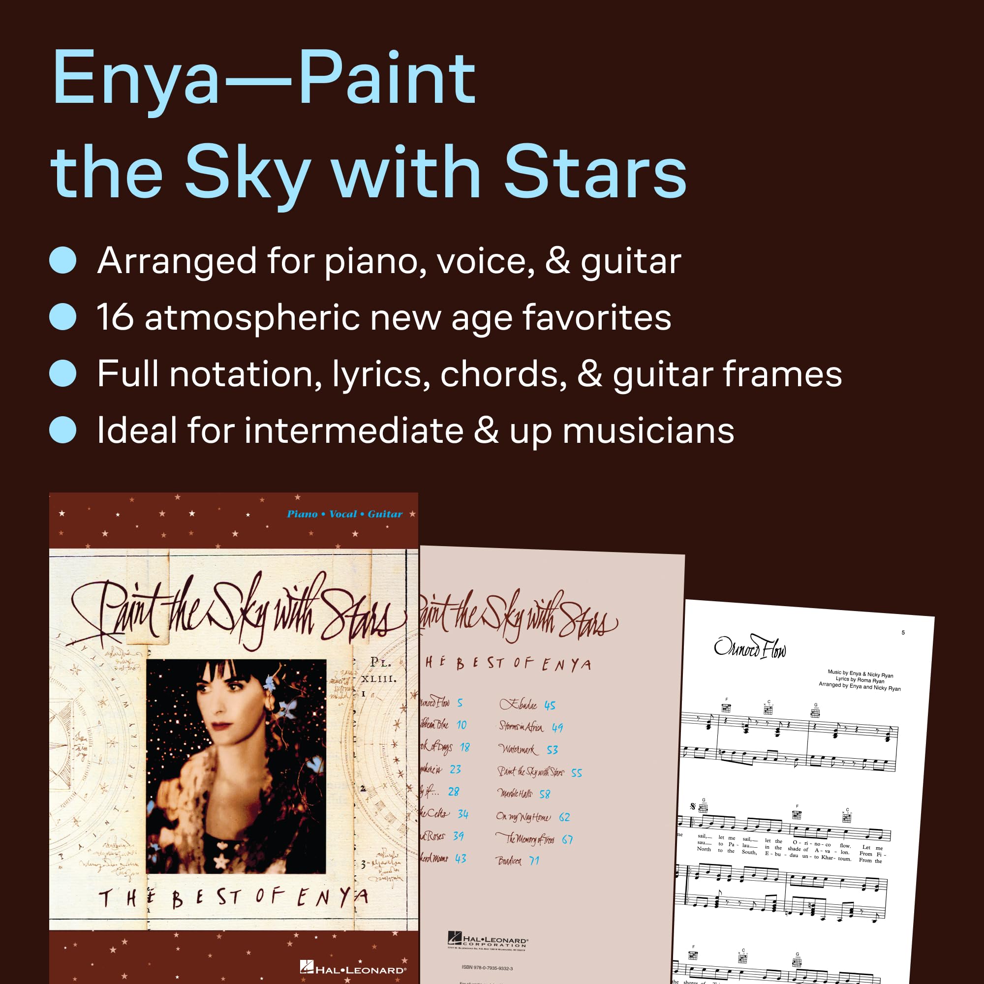 Enya : paint the sky with stars - piano, chant et guitare
