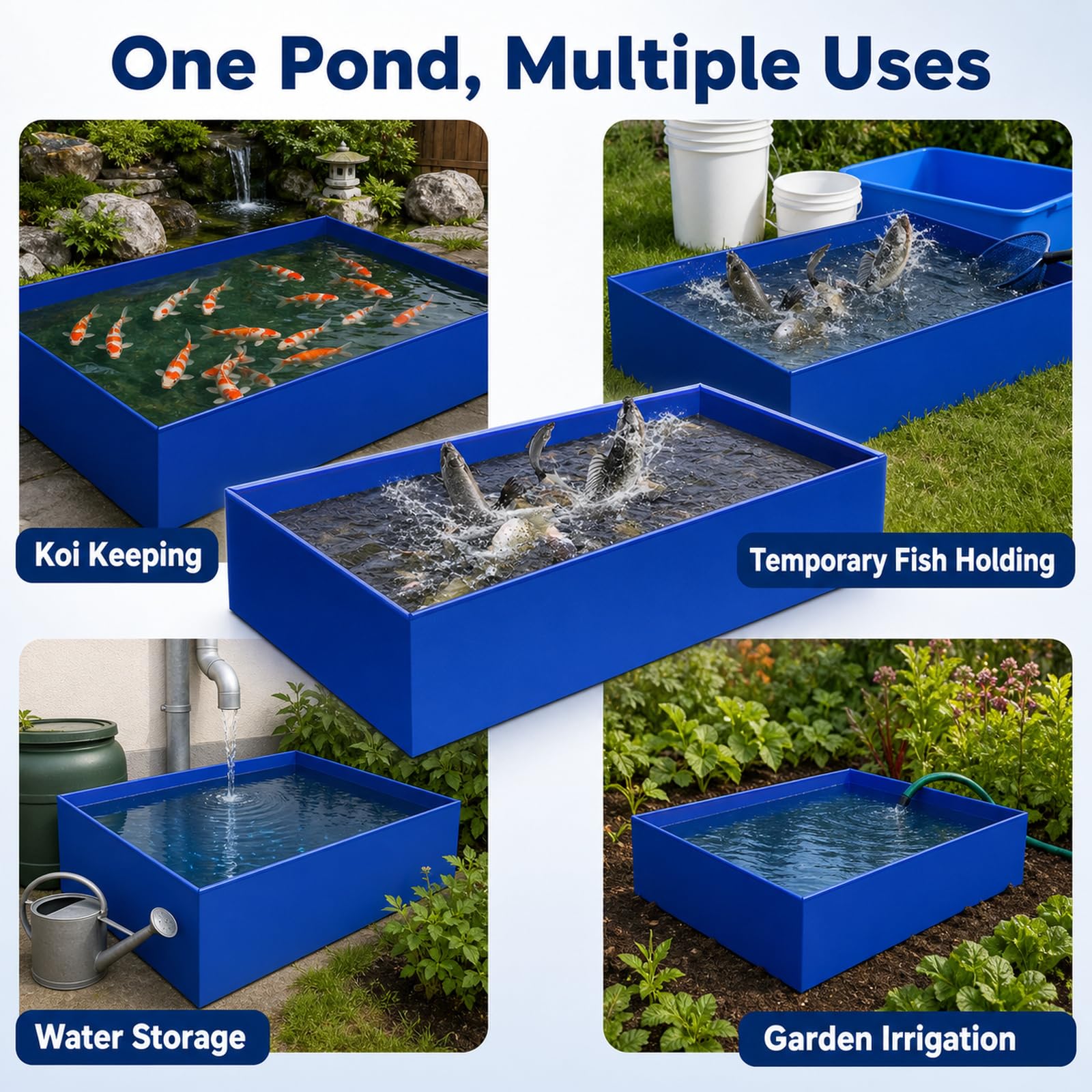 Laghetto per Pesci in Tela PVC,Acquario per Laghetto da Interno in PVC,Laghetti da Giardino Fuori Atterrare,Resistenza allo Strappo,per Irrigazione Agricola di Cultura Koi