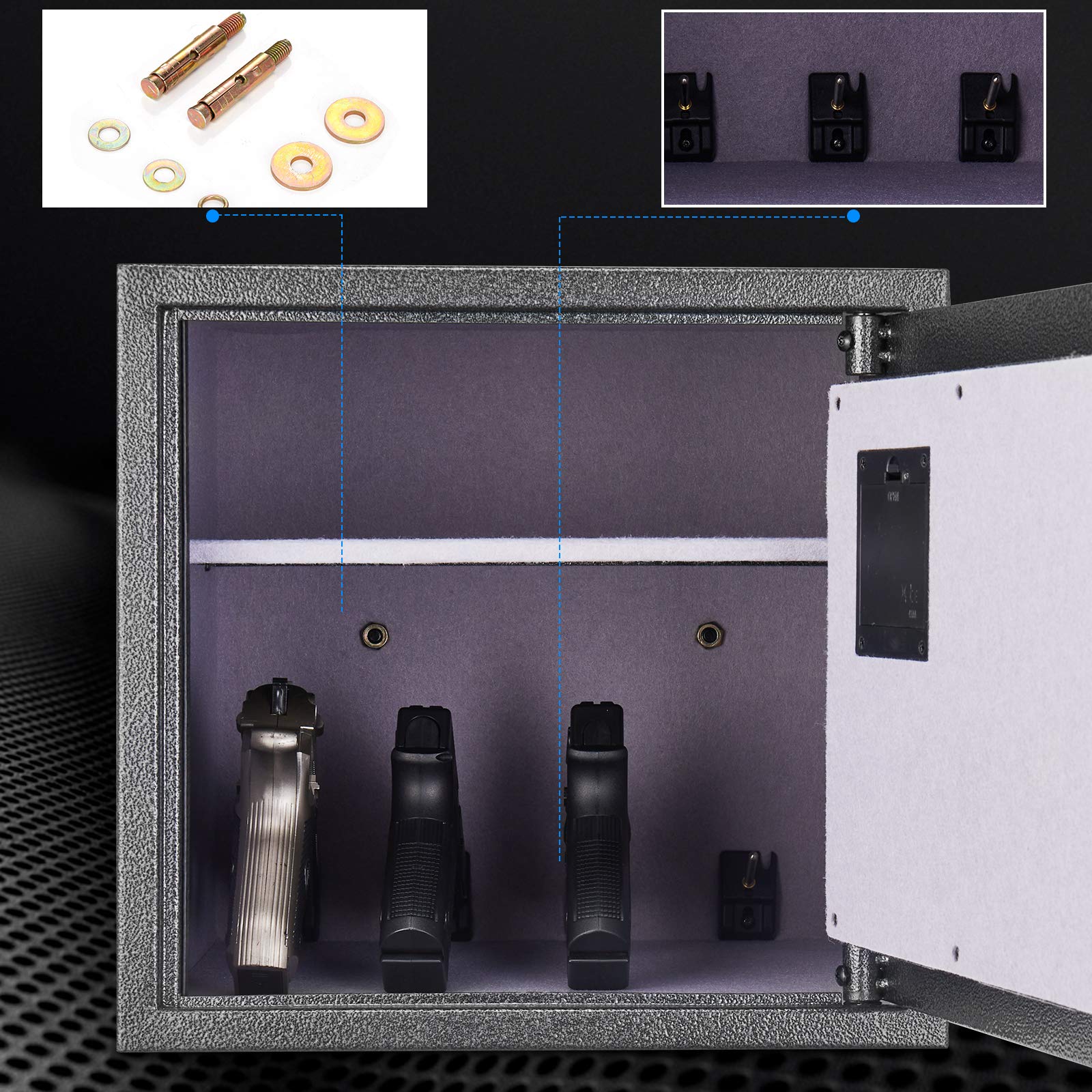 BILLCONCH Gun Safe, Biometric Pistol Safe with Display and Voice Prompt